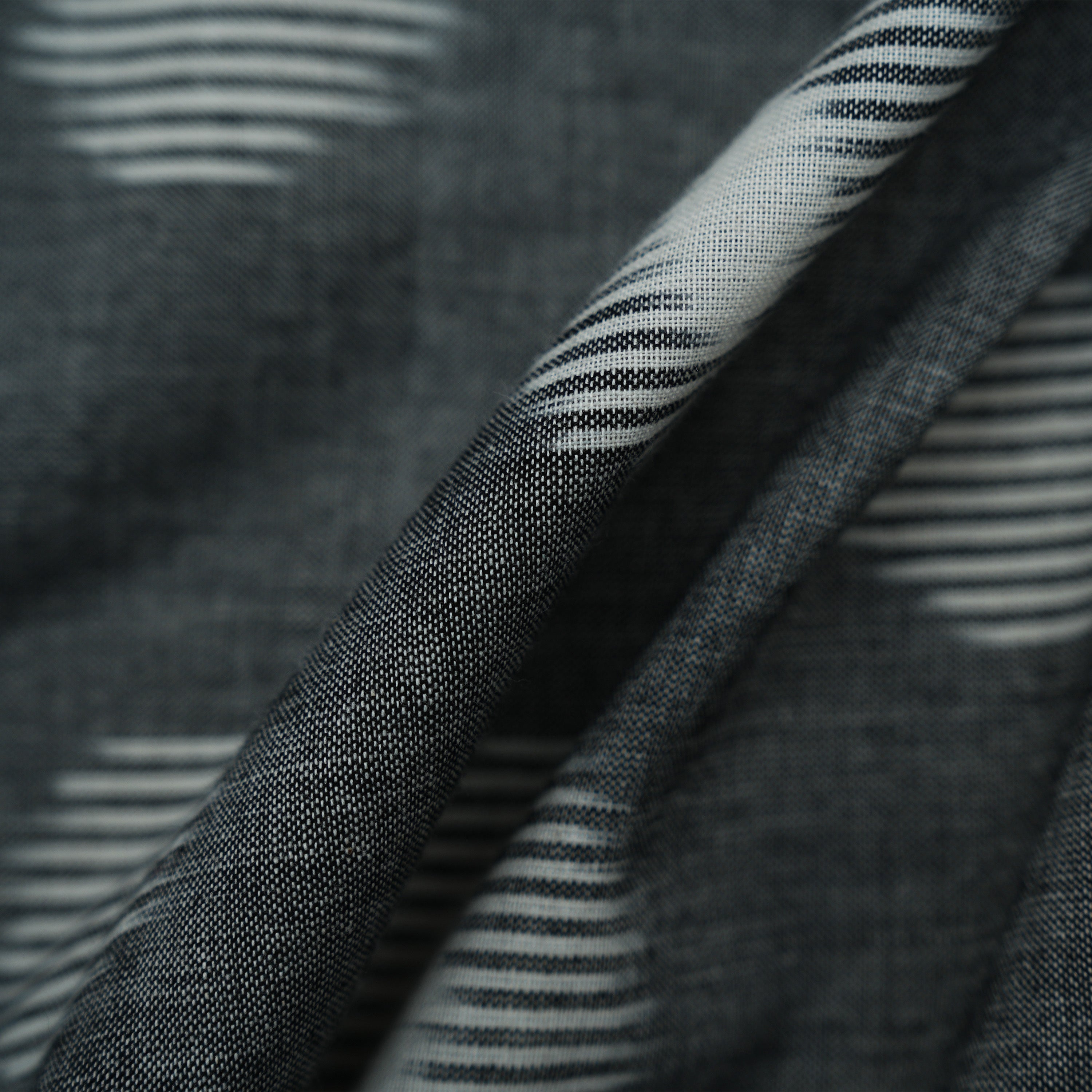 Smokey Gray Geometric Ikat Pattern Cotton Fabric