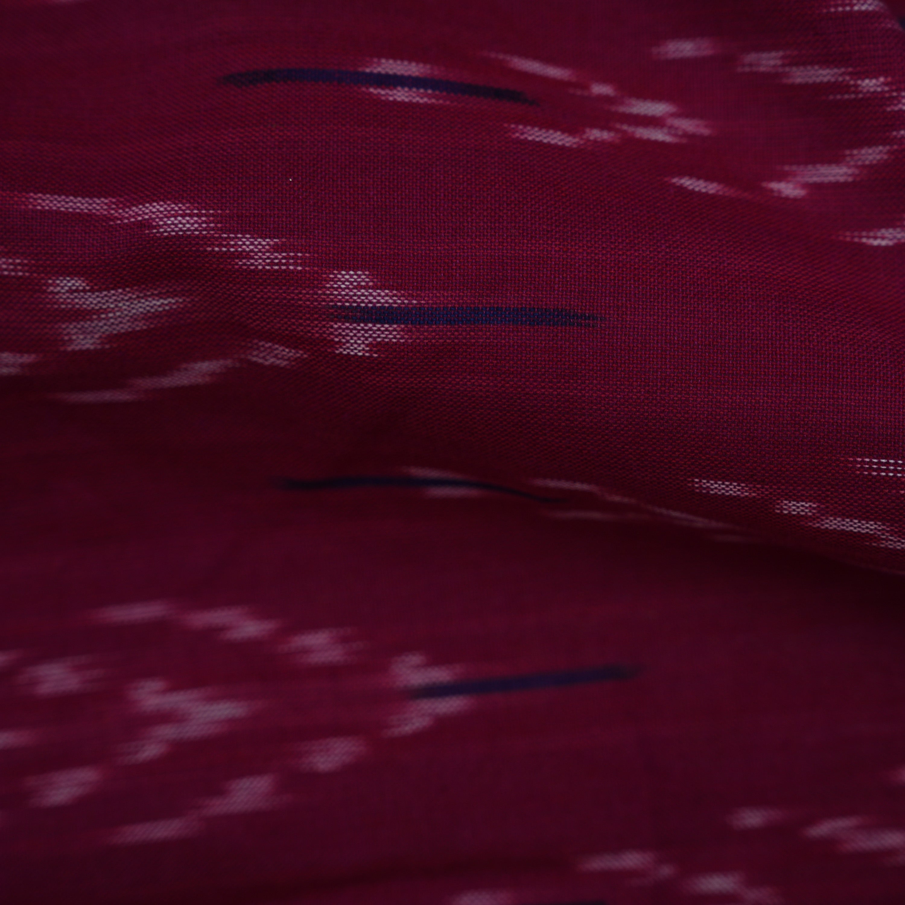Dark Scarlet Purple Geometric Ikat Printed Cotton Fabric