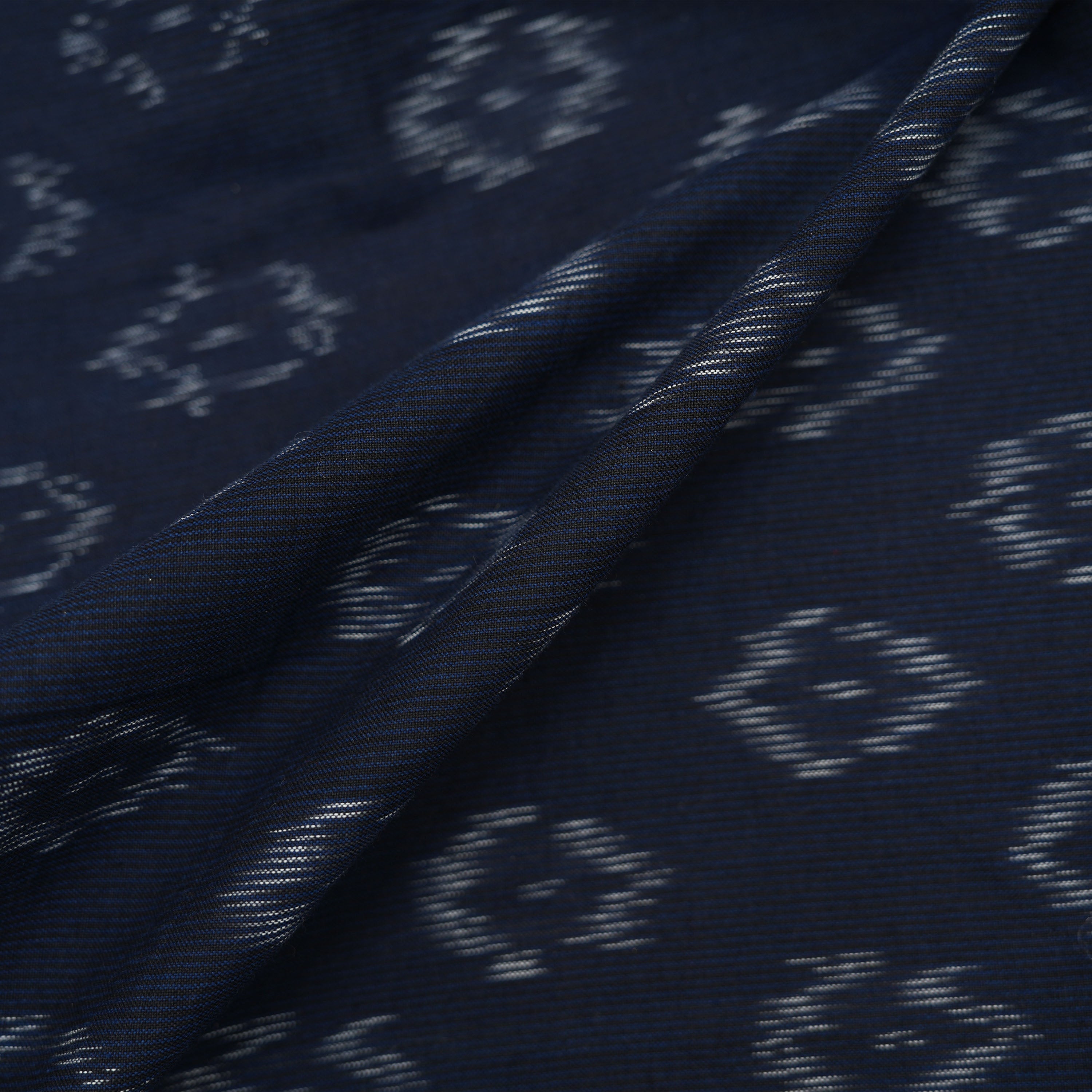 Black Grey Ikat Geometric Pattern Cotton Fabric