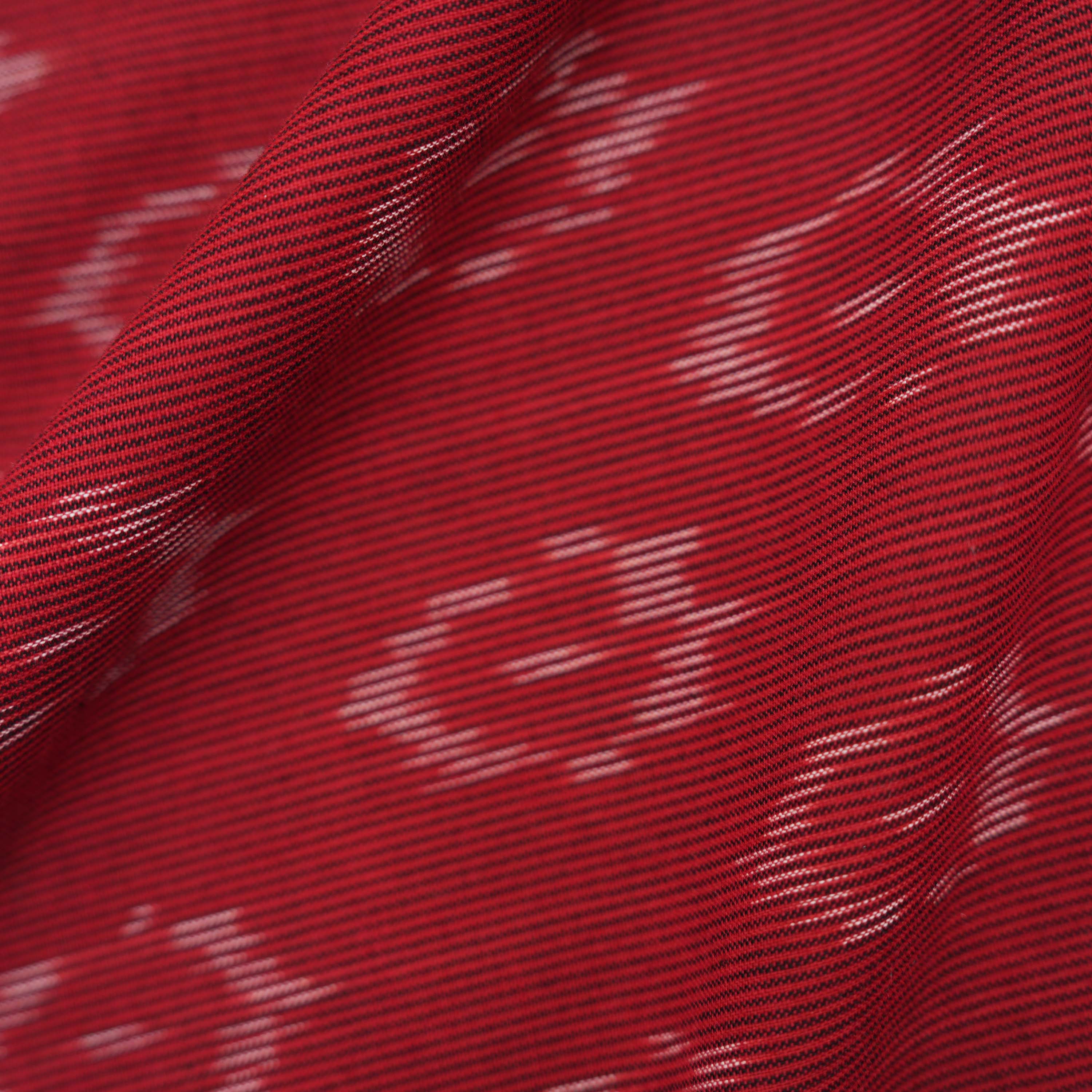 Red Brown Ikat Diamond Pattern Cotton Fabric