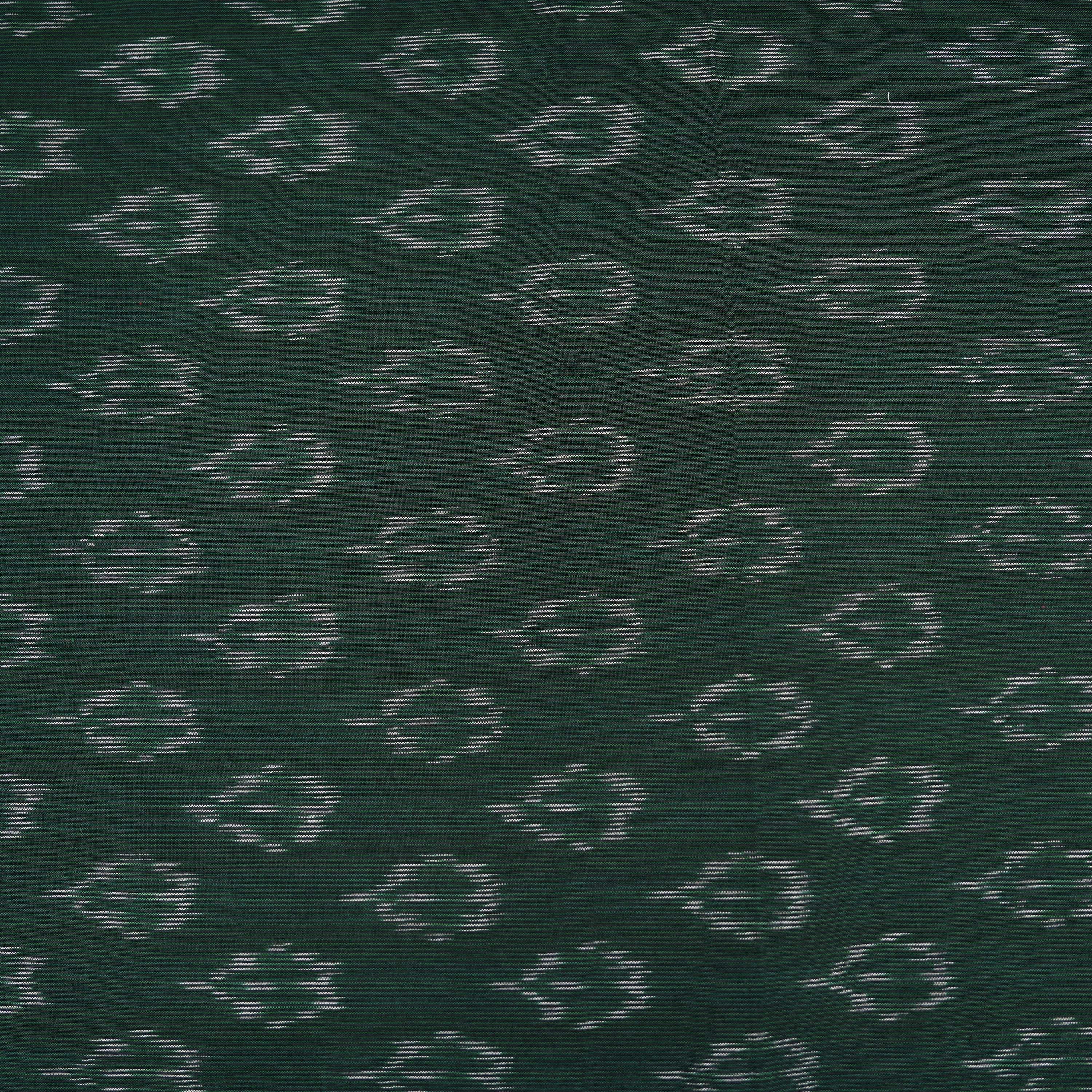 Jungle Green Ikkat Floral Pattern Cotton Fabric