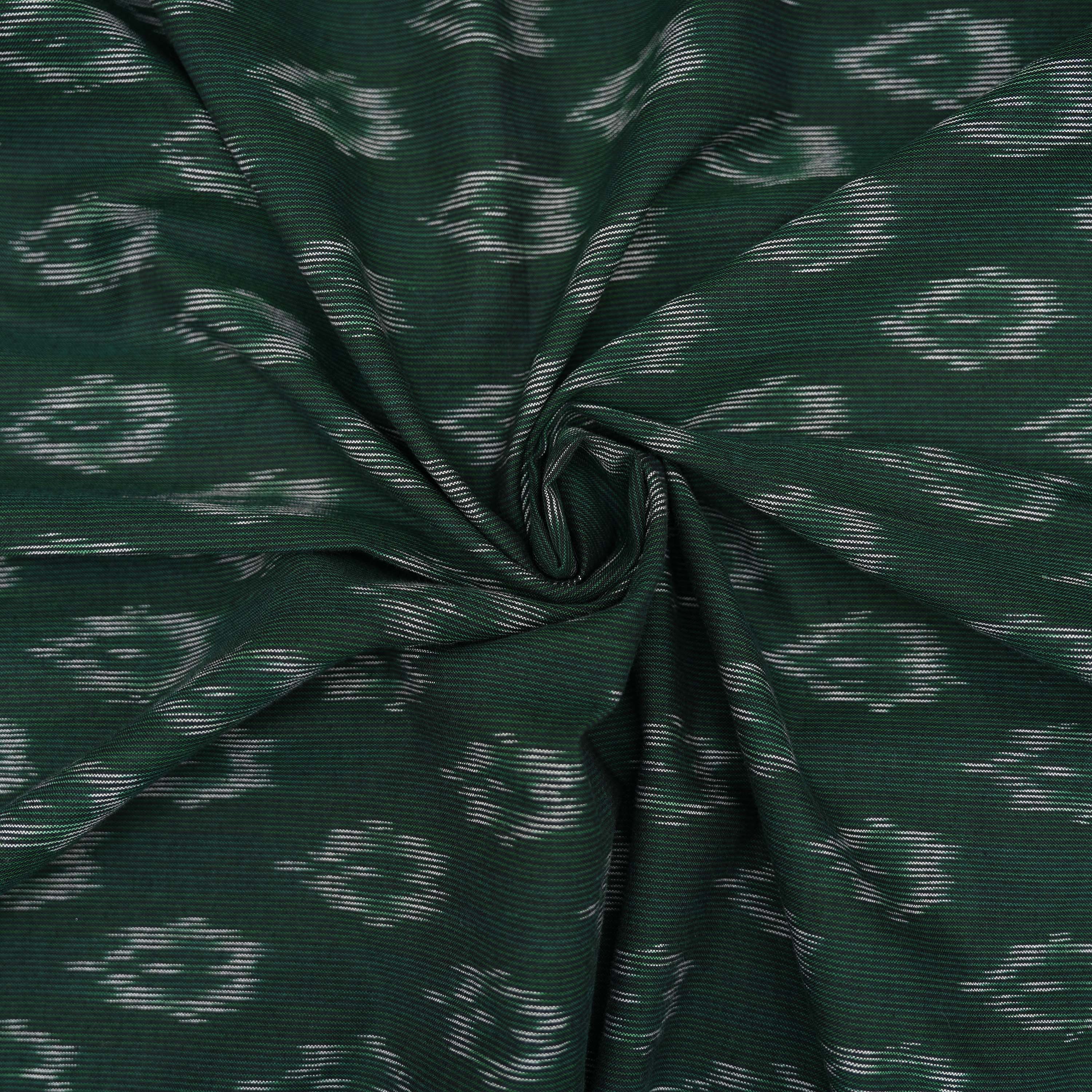 Jungle Green Ikat Floral Pattern Cotton Fabric