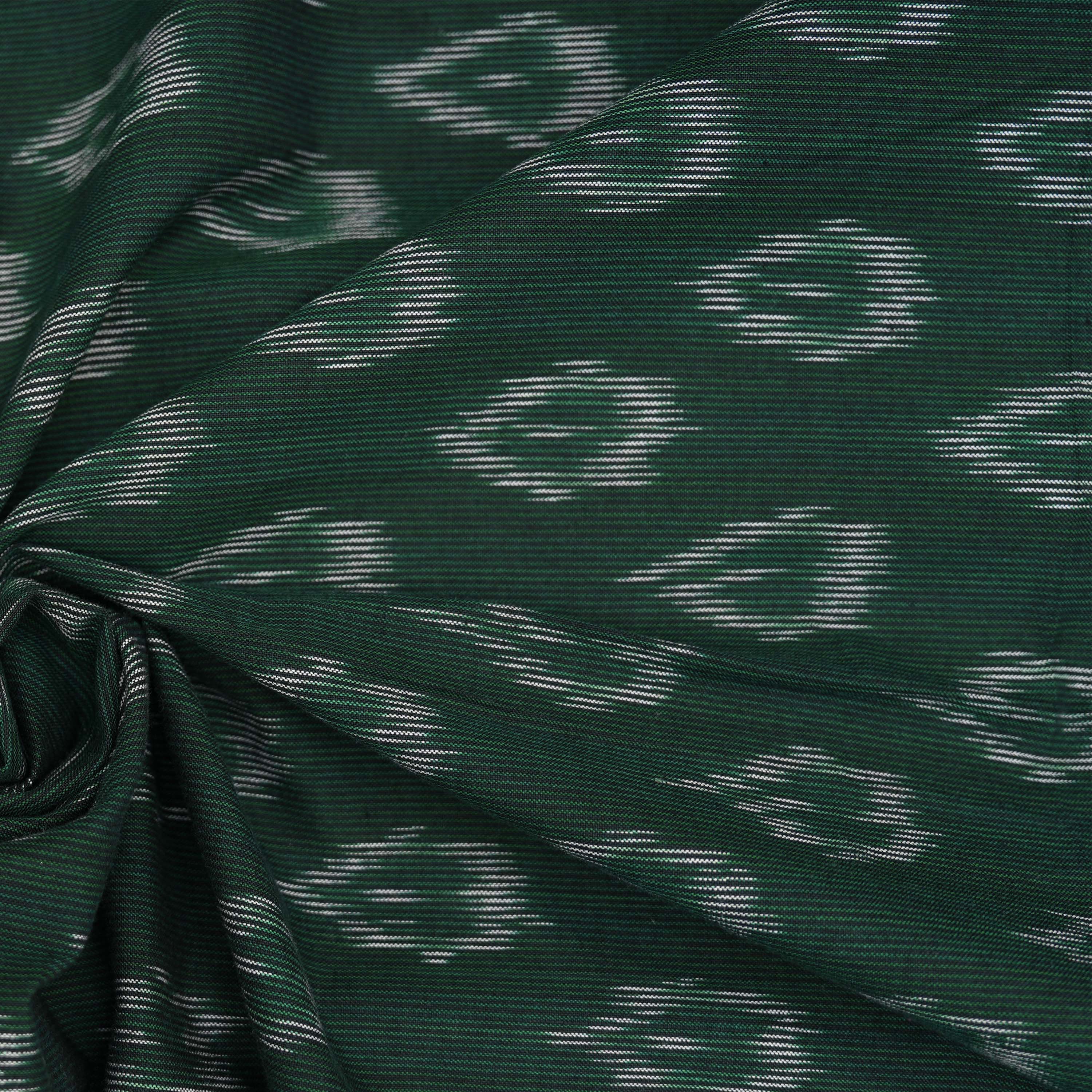 Jungle Green Ikat Floral Pattern Cotton Fabric