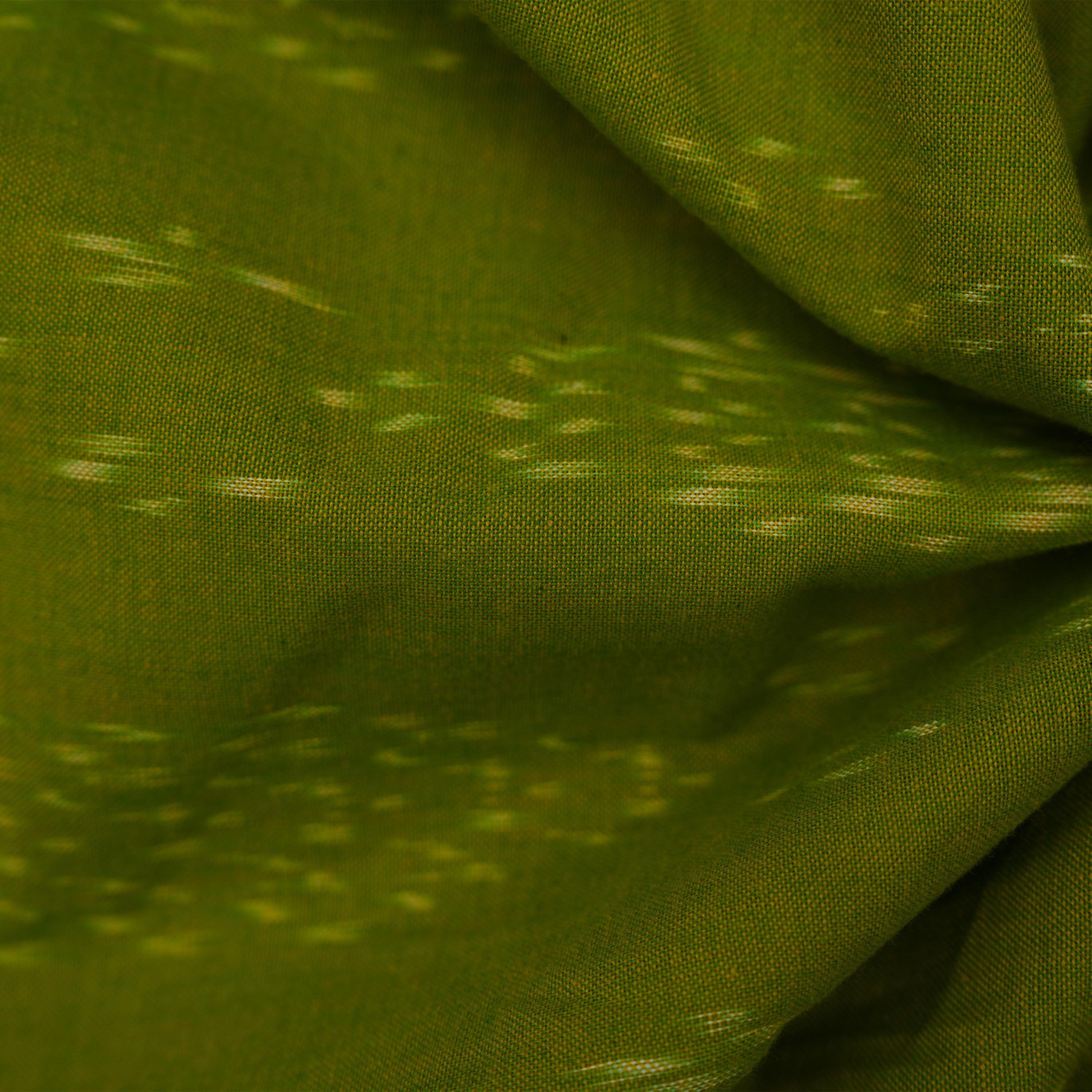 Dark Olive Ikat Pattern Cotton Fabric