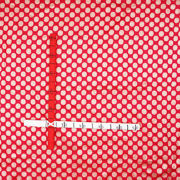 Crimson Red Banarasi Brocade Silk Handloom Fabric With Floral Buttis