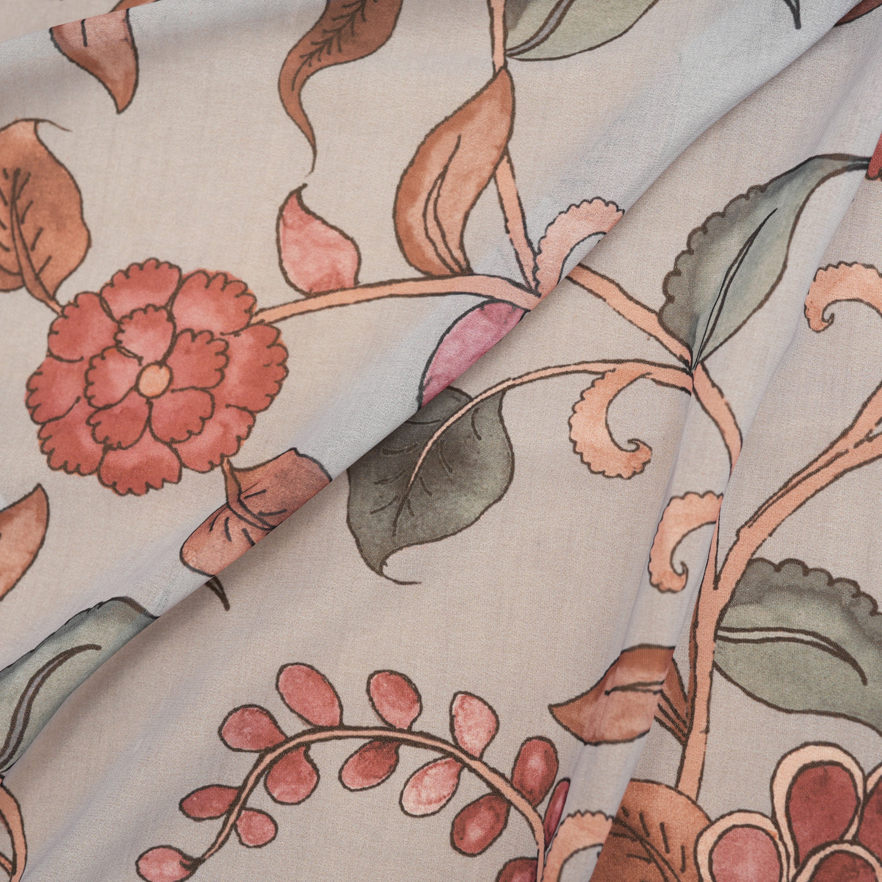 Gray Chateau Floral Jaal Tissue Fabric