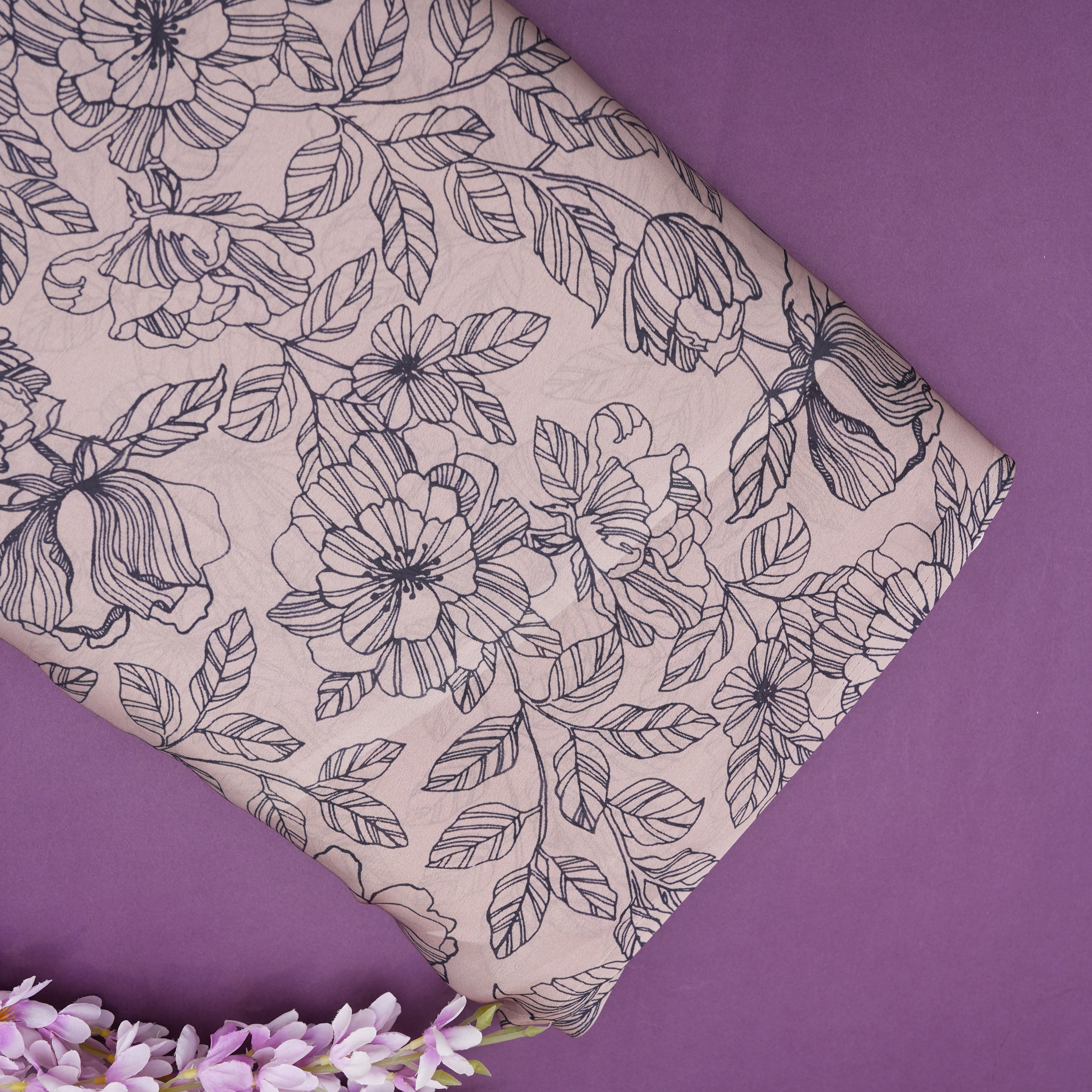 Martini Pink Contemporary Floral Printed Silk Fabric