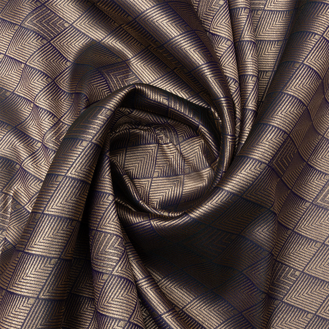 Dark Purple Jamawar Silk Fabric