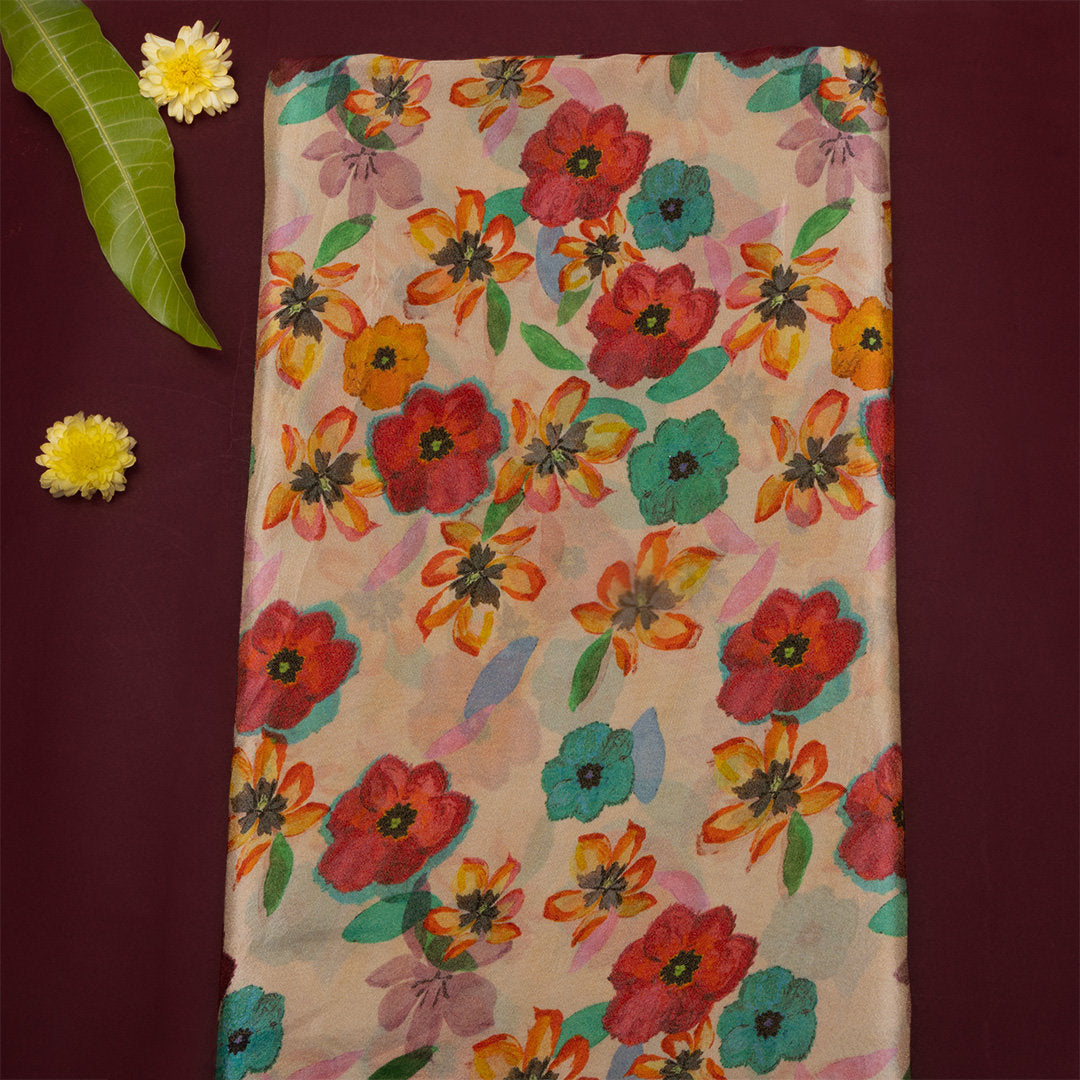 Multicolour Floral Printed Tissue Fabric