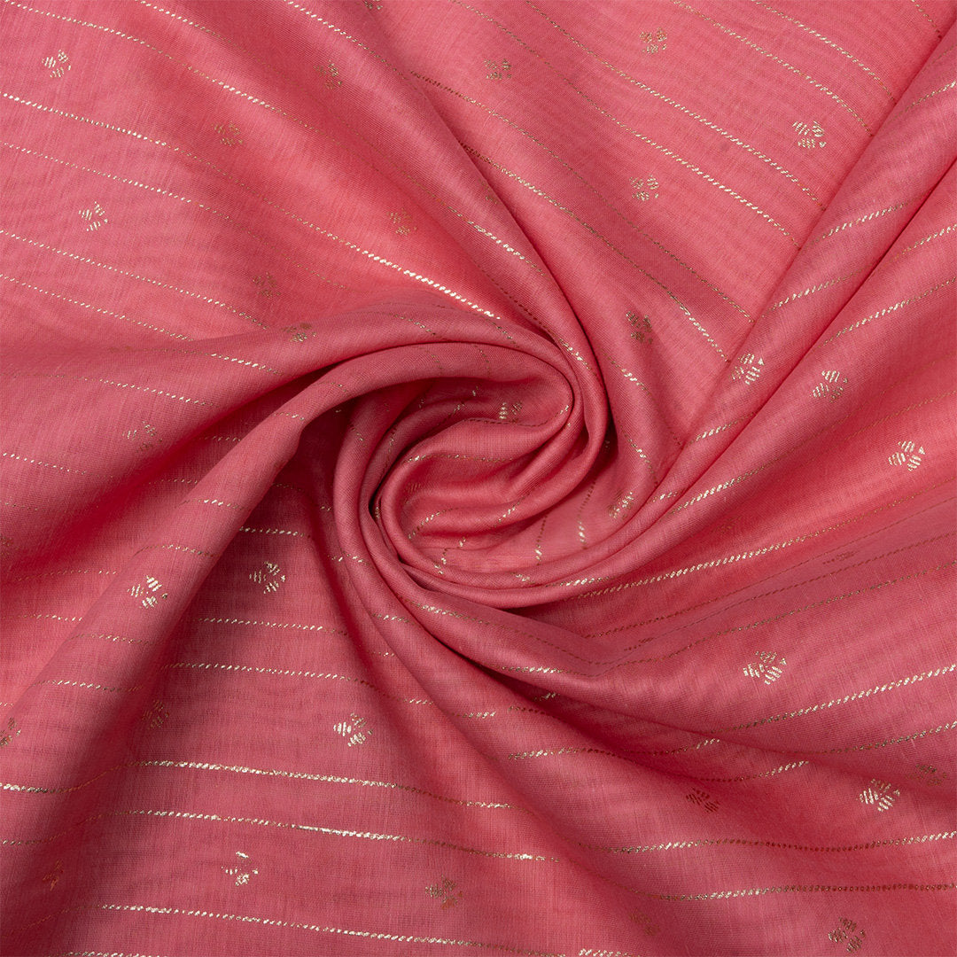 Soft Pink Foil Printed Chanderi Fabric