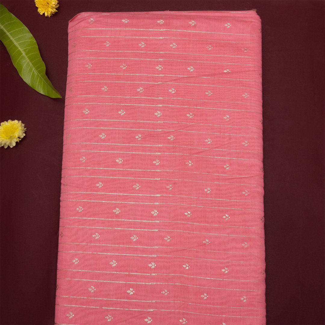Soft Pink Foil Printed Chanderi Fabric