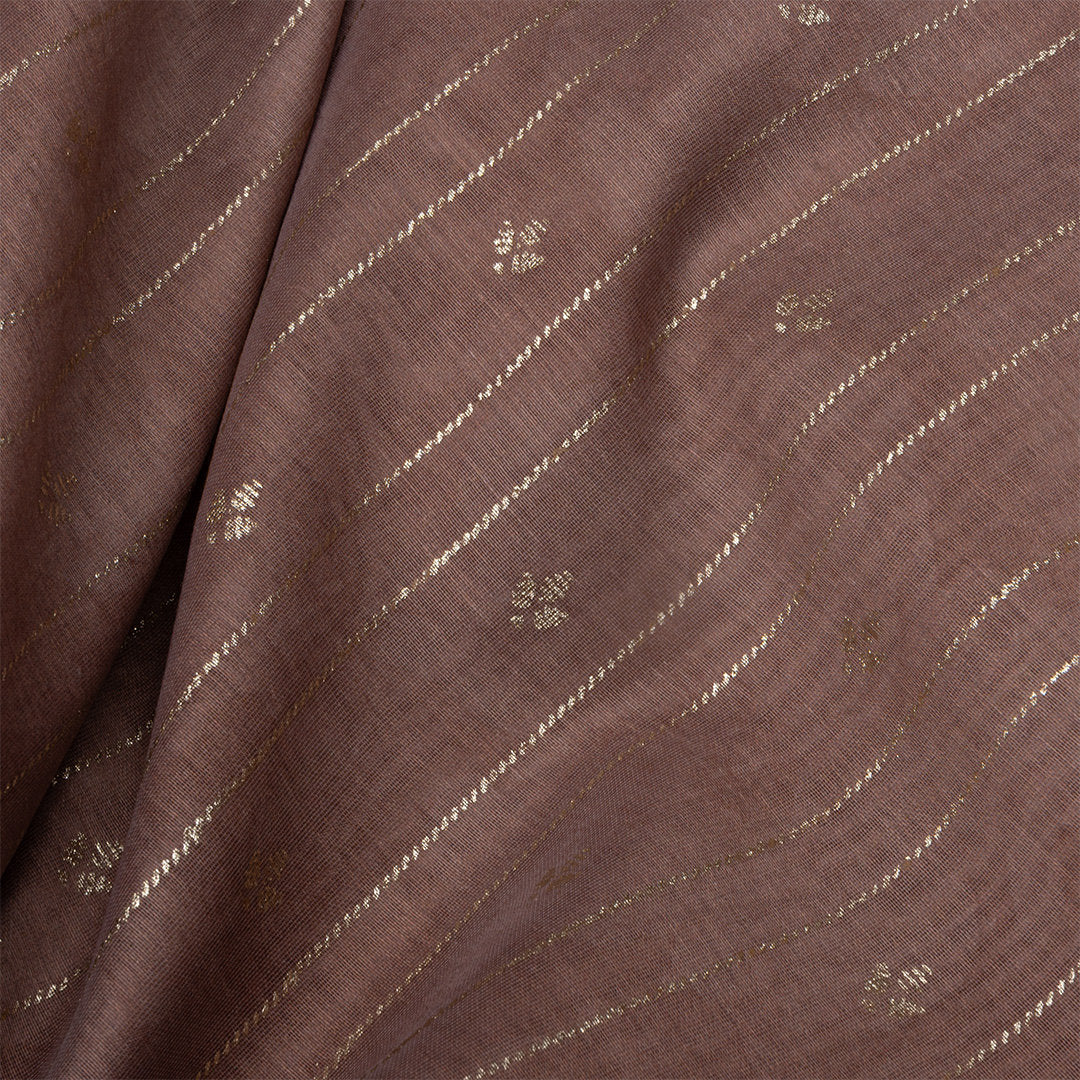 Muted Purple Foil Printed Chanderi Fabric