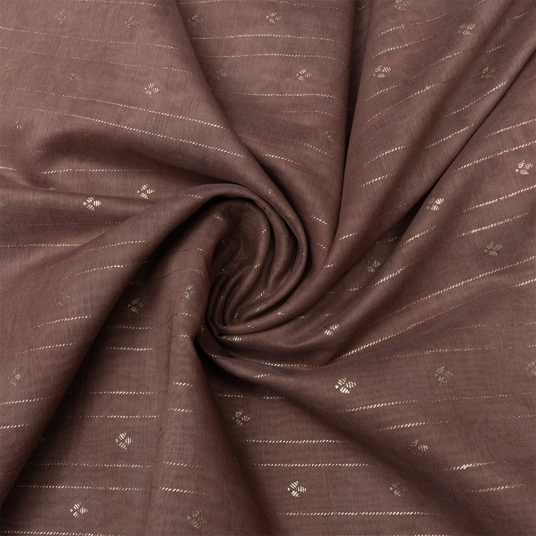 Muted Purple Foil Printed Chanderi Fabric