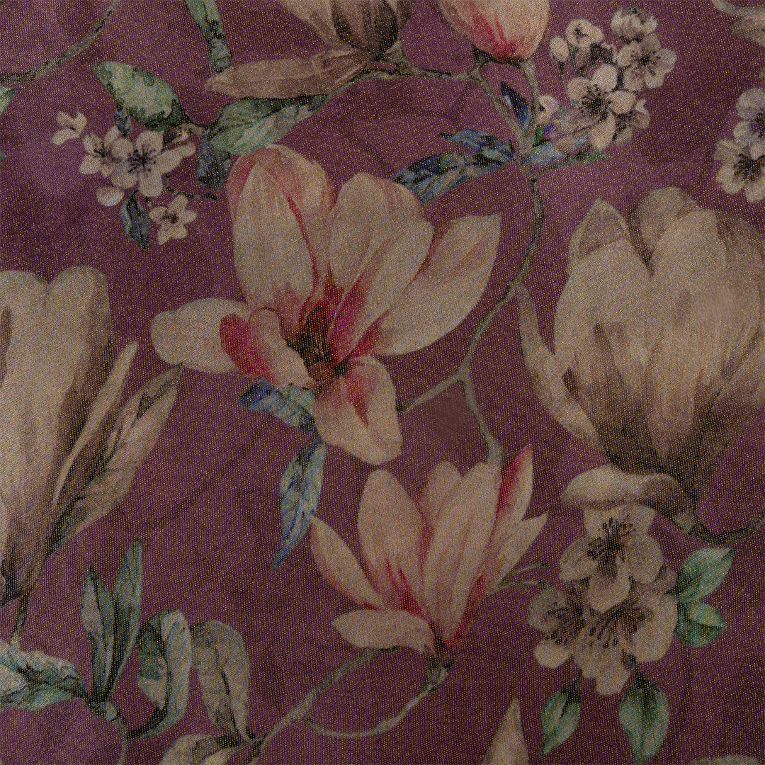 Dusty Pink Digital Printed Floral Tissue Fabric