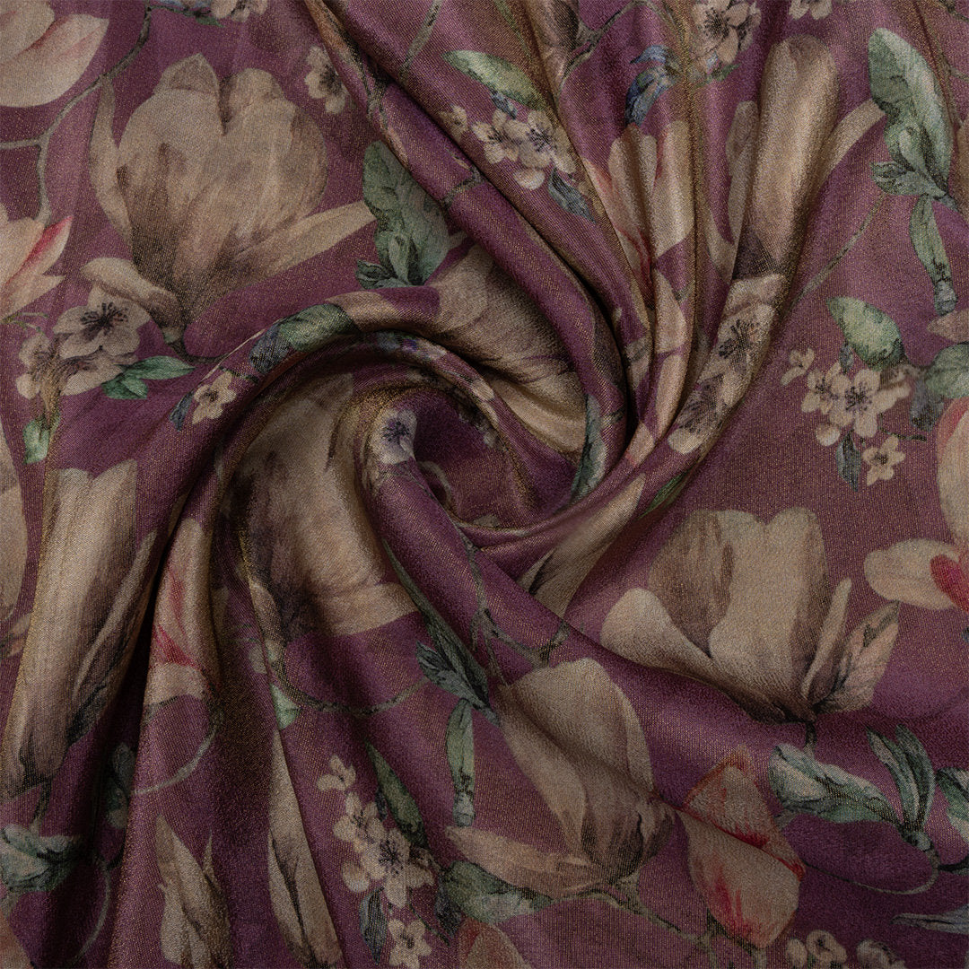 Dusty Pink Digital Printed Floral Tissue Fabric