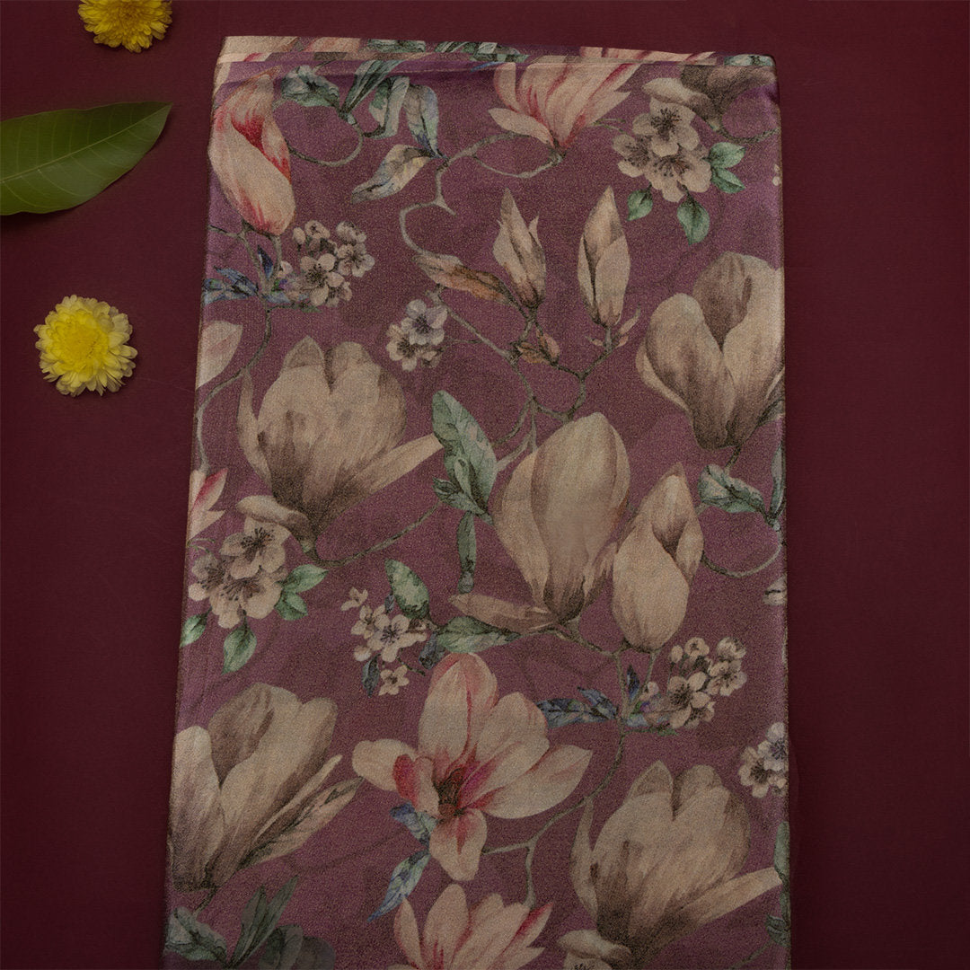 Dusty Pink Digital Printed Floral Tissue Fabric