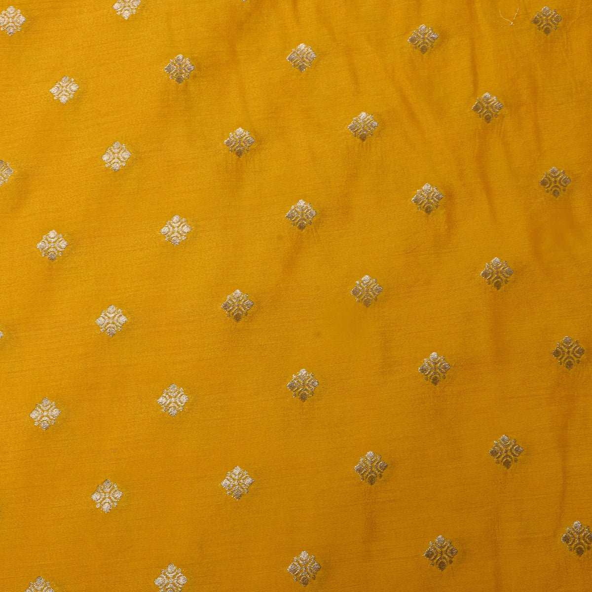 Corn Gold Zari Butti Self Weave Jamawar Silk Fabric