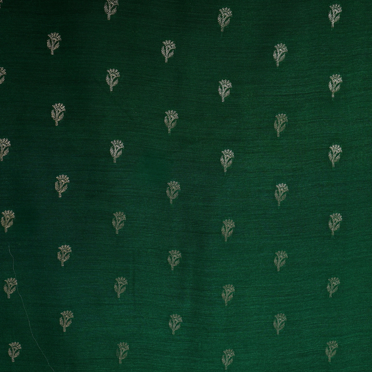 Forest Silver Zari Floral Butti Self Weave Jamawar Silk Fabric