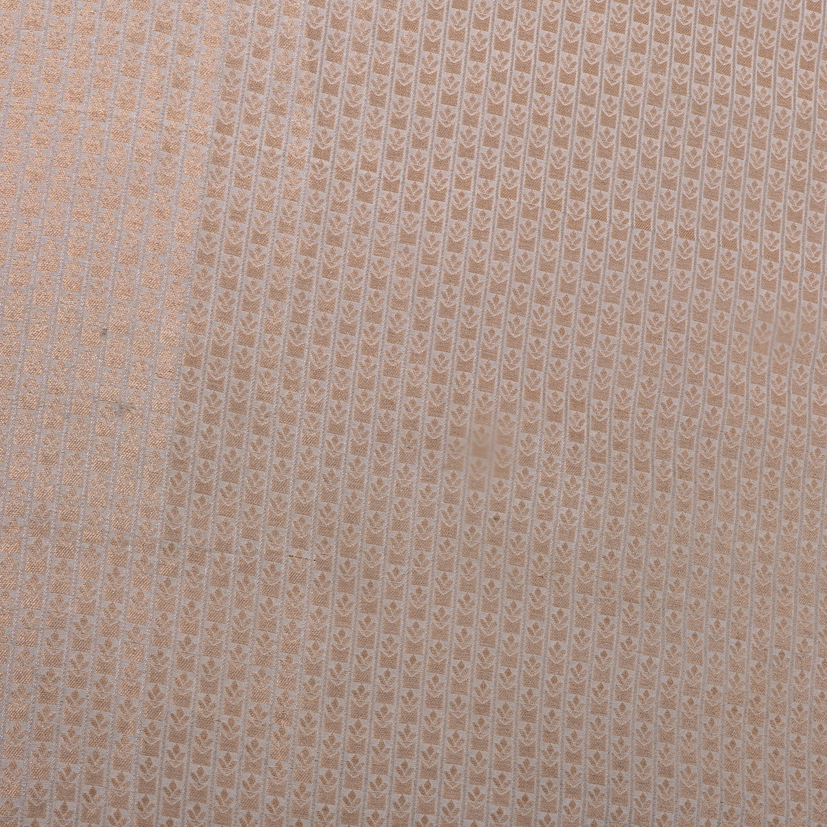 Ivory Gold Zari Butti Stripe Jamawar Silk Fabric