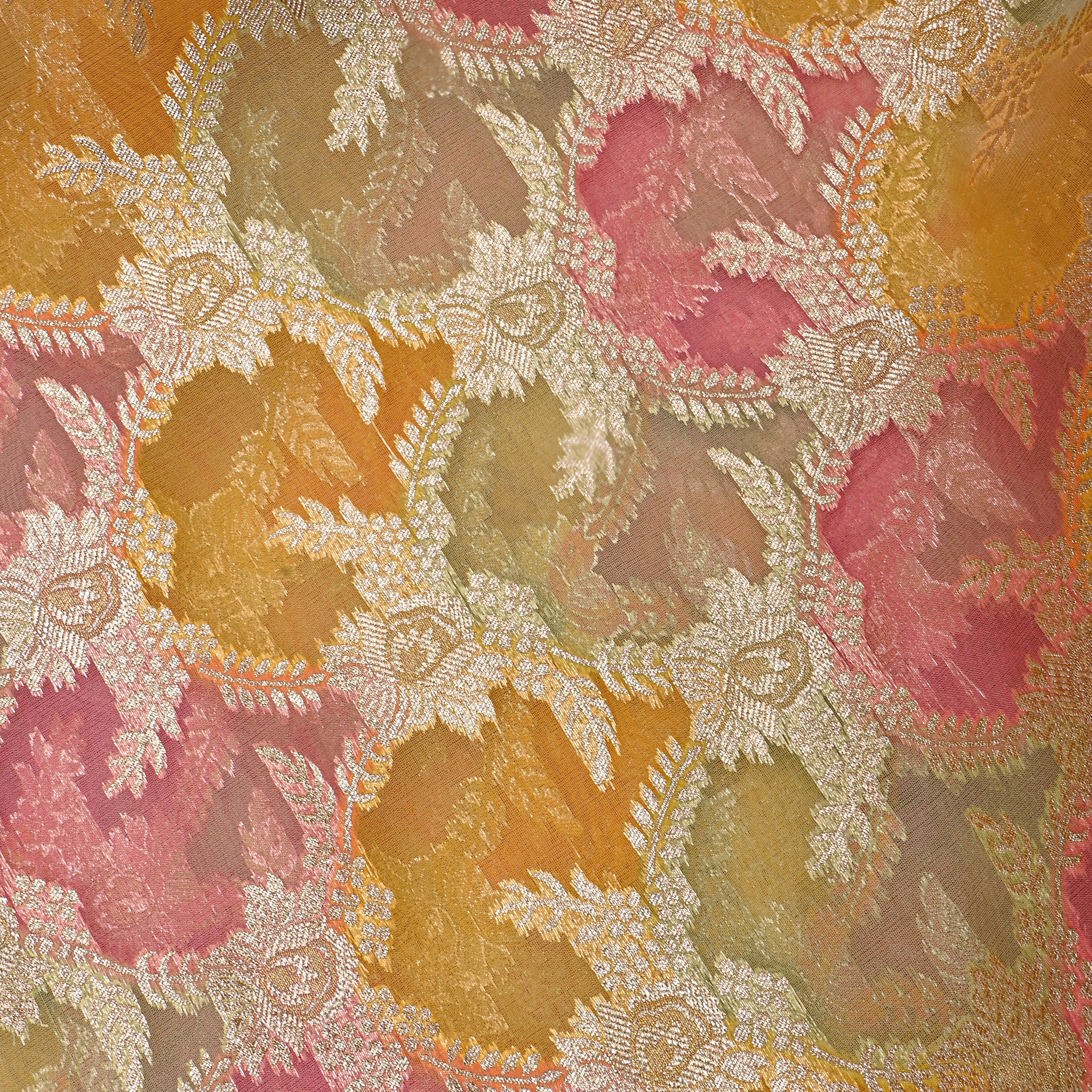 Multicolour Zari Geometric Embroidered Organza