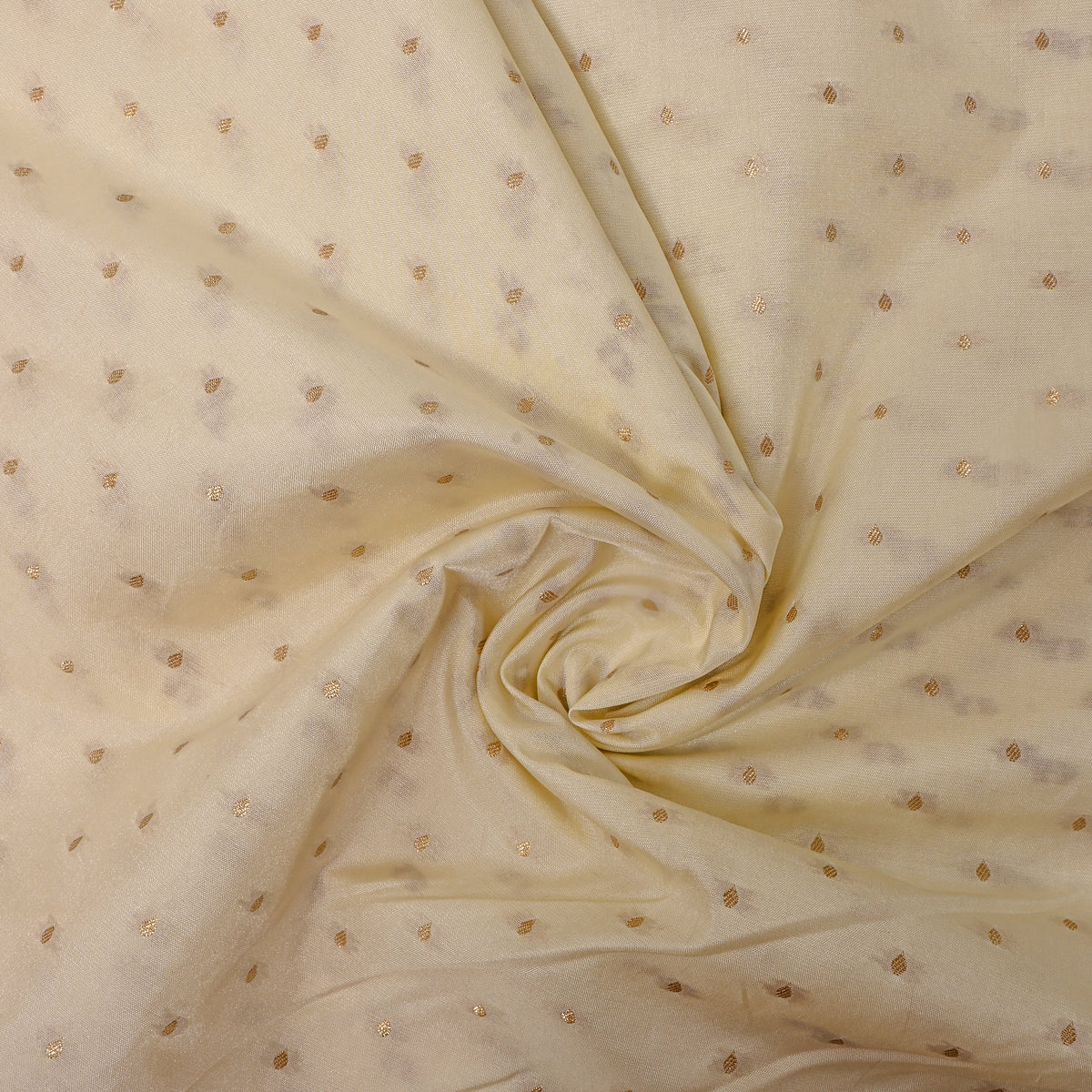 Cream Gold Zari Butti Self Weave Jamawar Tussar Fabric