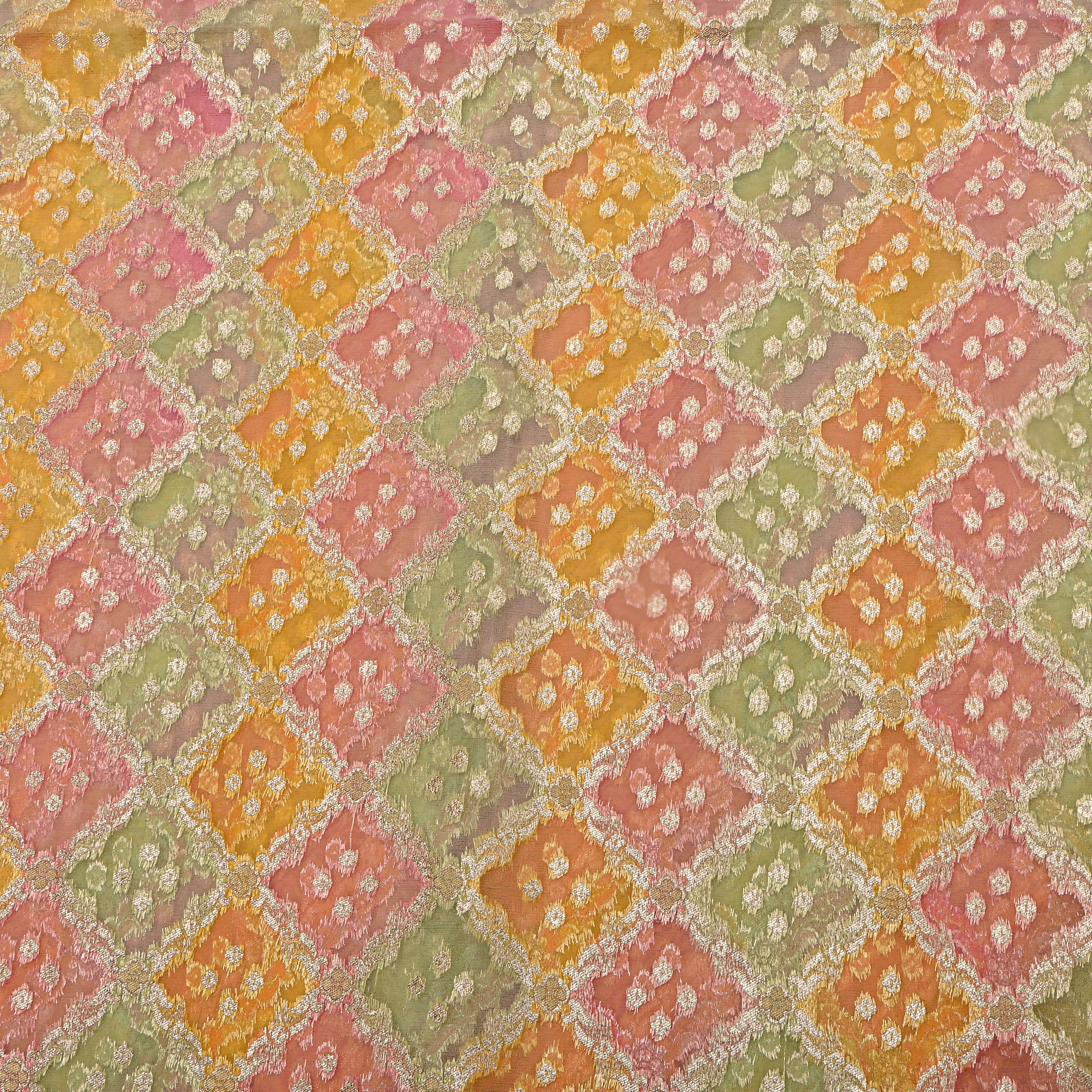 Multicolour Gota Patti Embroidery Organza Fabric
