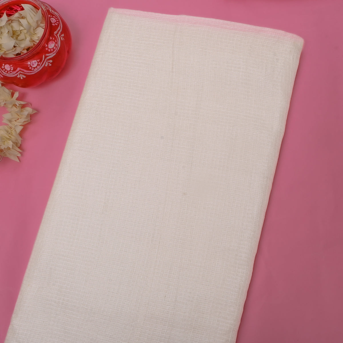 Snow White Plain Kota Doria Fabric