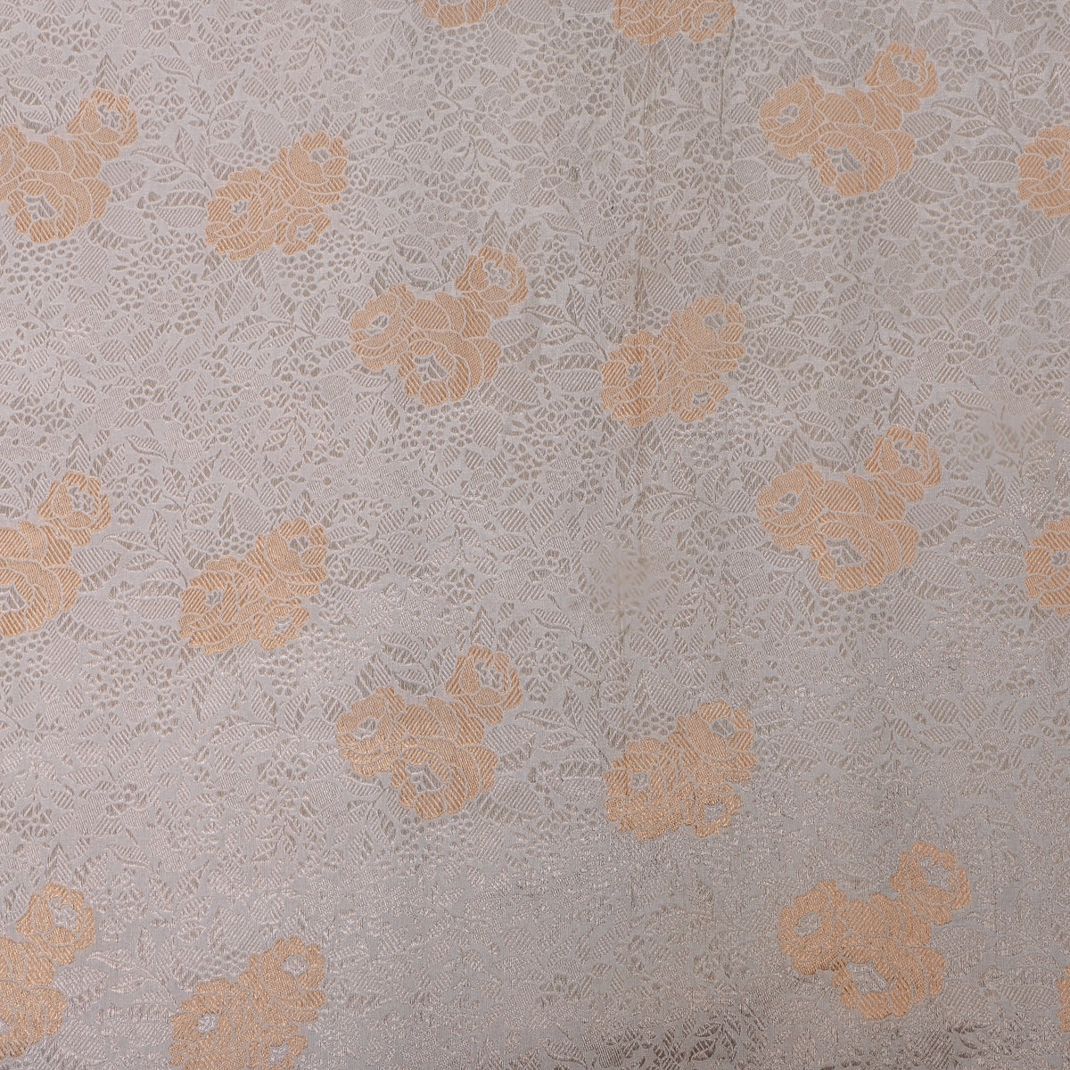 Silver Gold Floral Dual Tone Jamawar Silk Fabric