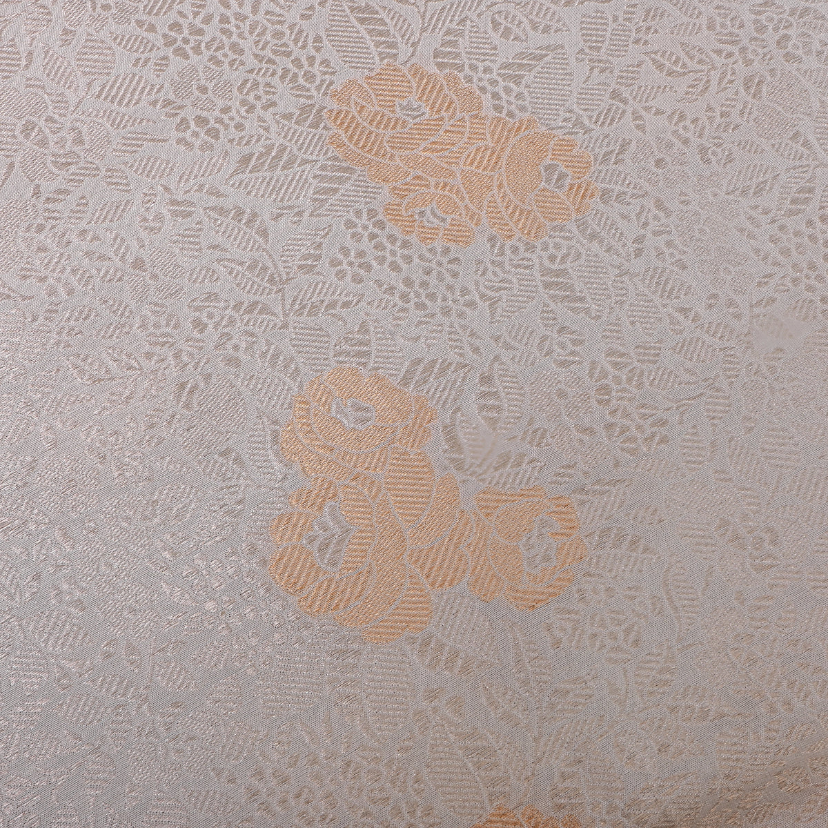 Silver Gold Floral Dual Tone Jamawar Silk Fabric