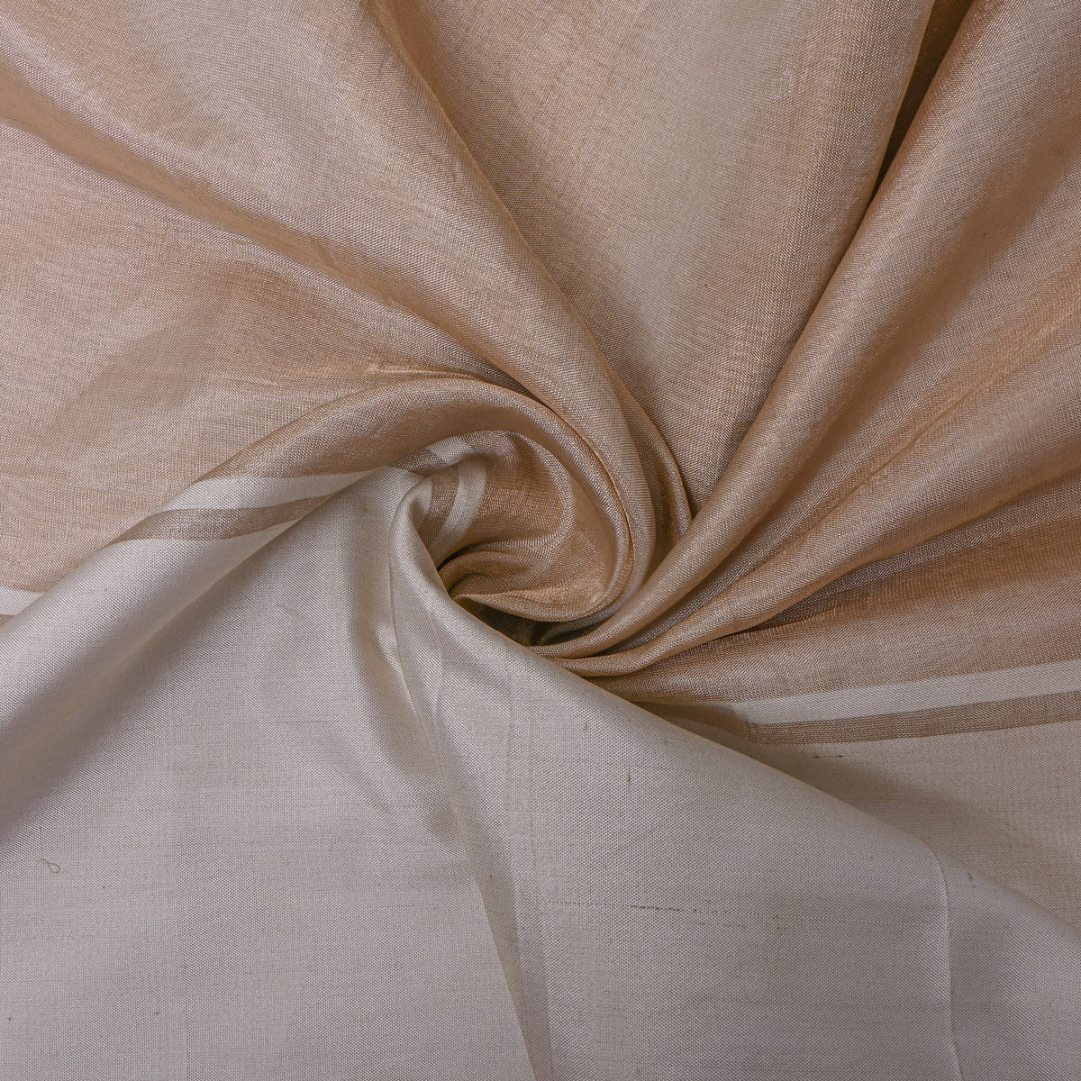 Champagne Beige Broad Cream Border Jamawar Silk Fabric