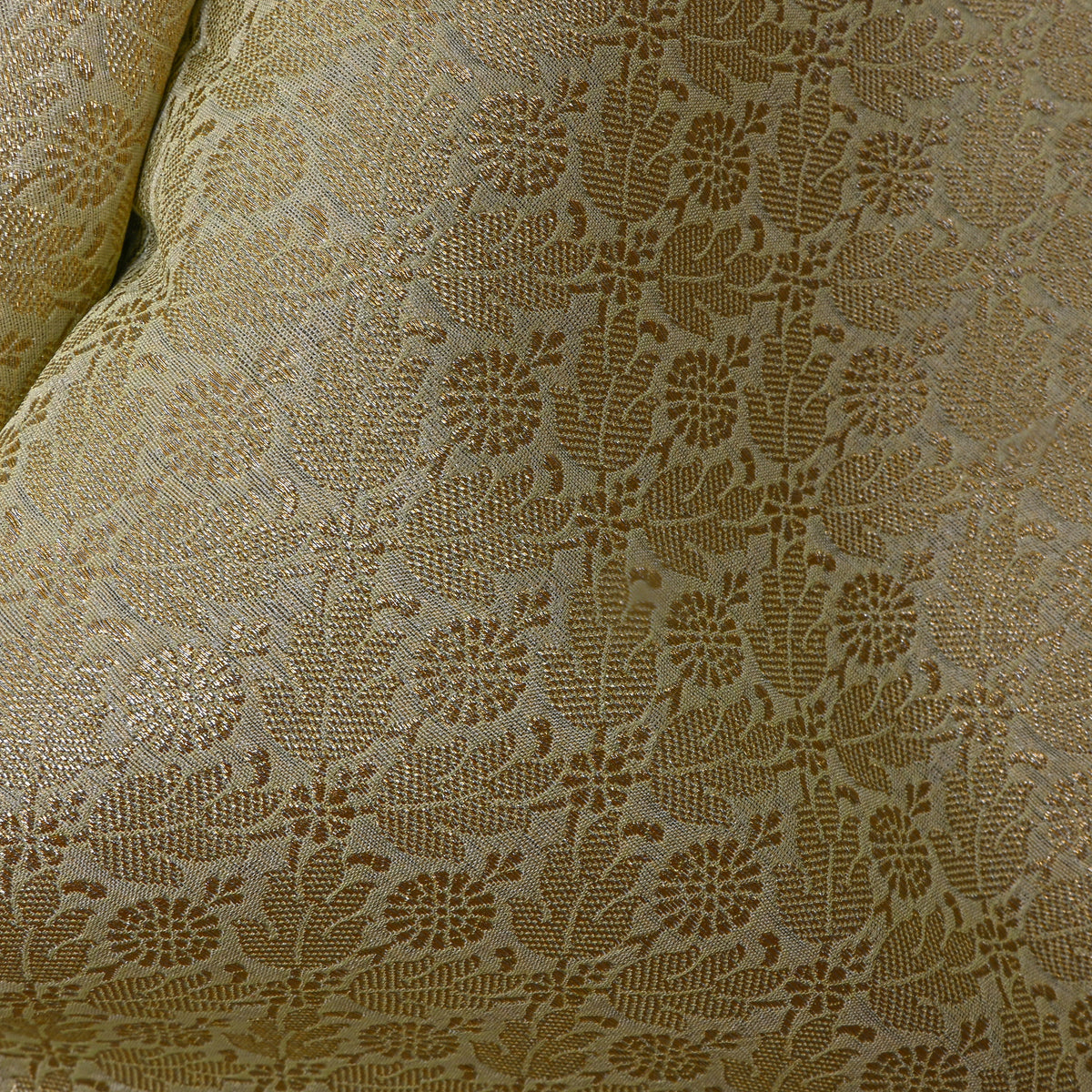Ivory Gold Zari Floral Butti Self Weave Jamawar Silk Fabric