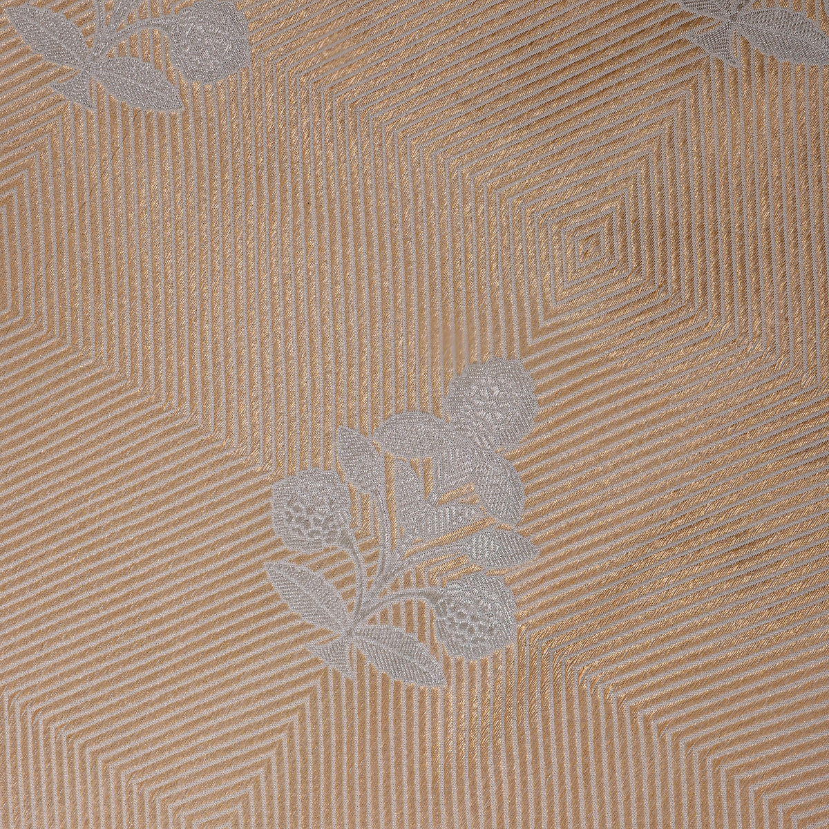 Sandal Gold Dual Tone Zari Butti Jamawar Silk Fabric