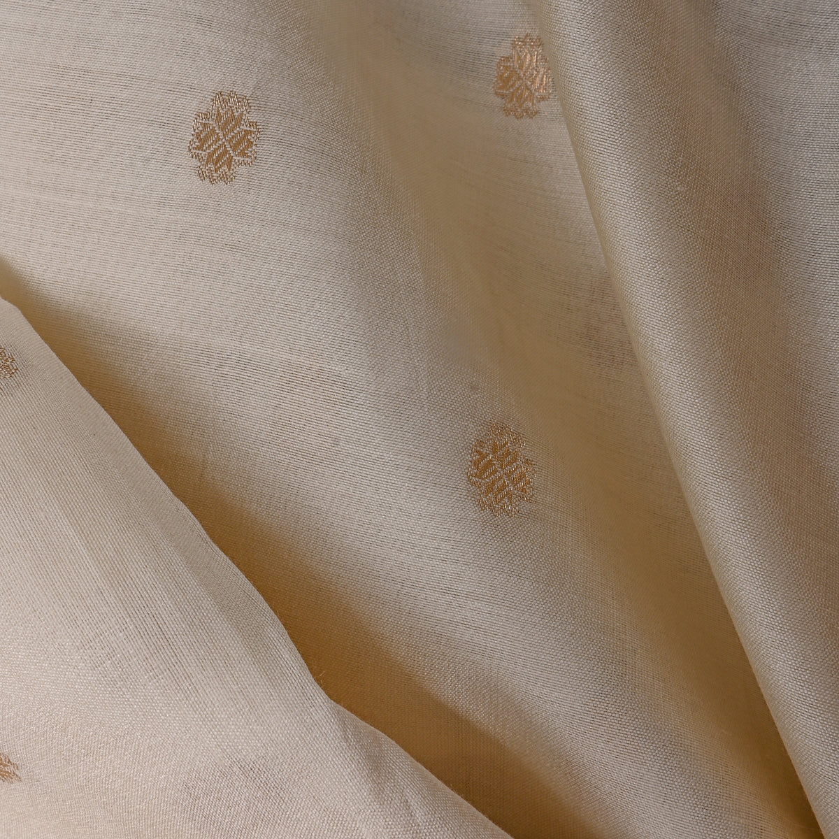 Cream Jamawar Silk With Gold Butti And Broad Border