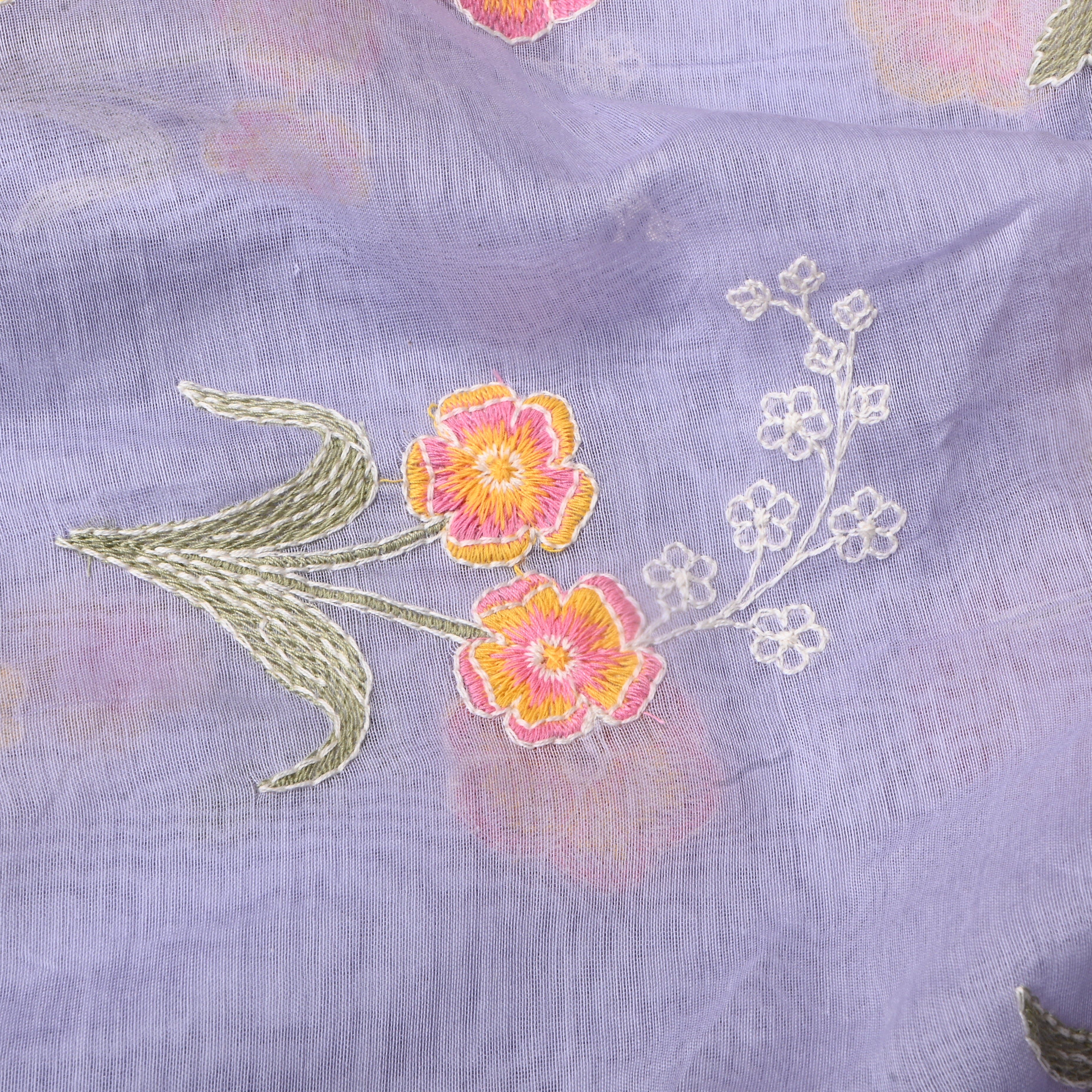 Pastel Lavender Floral Chanderi Fabric