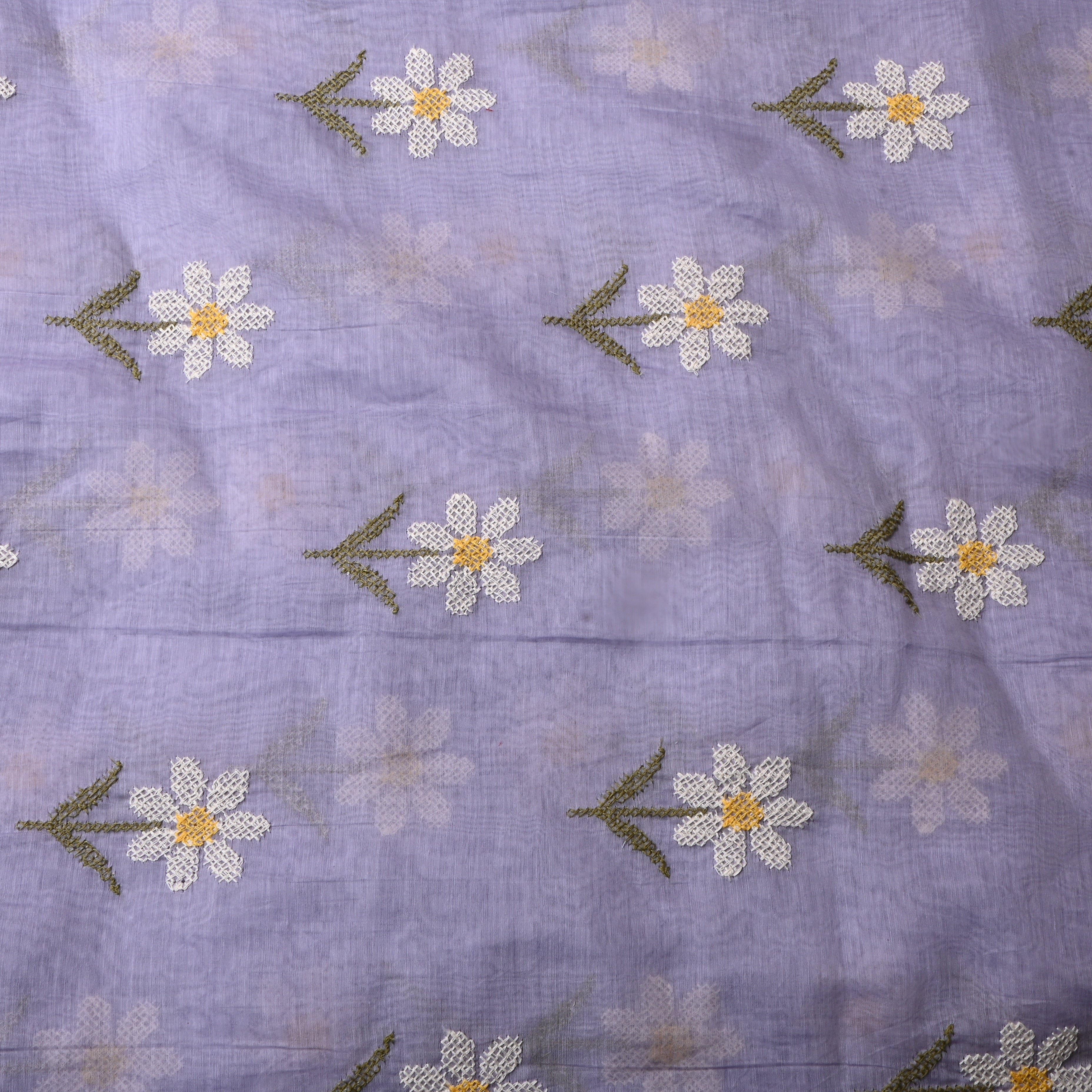 Soft Lilac Floral Chanderi Fabric
