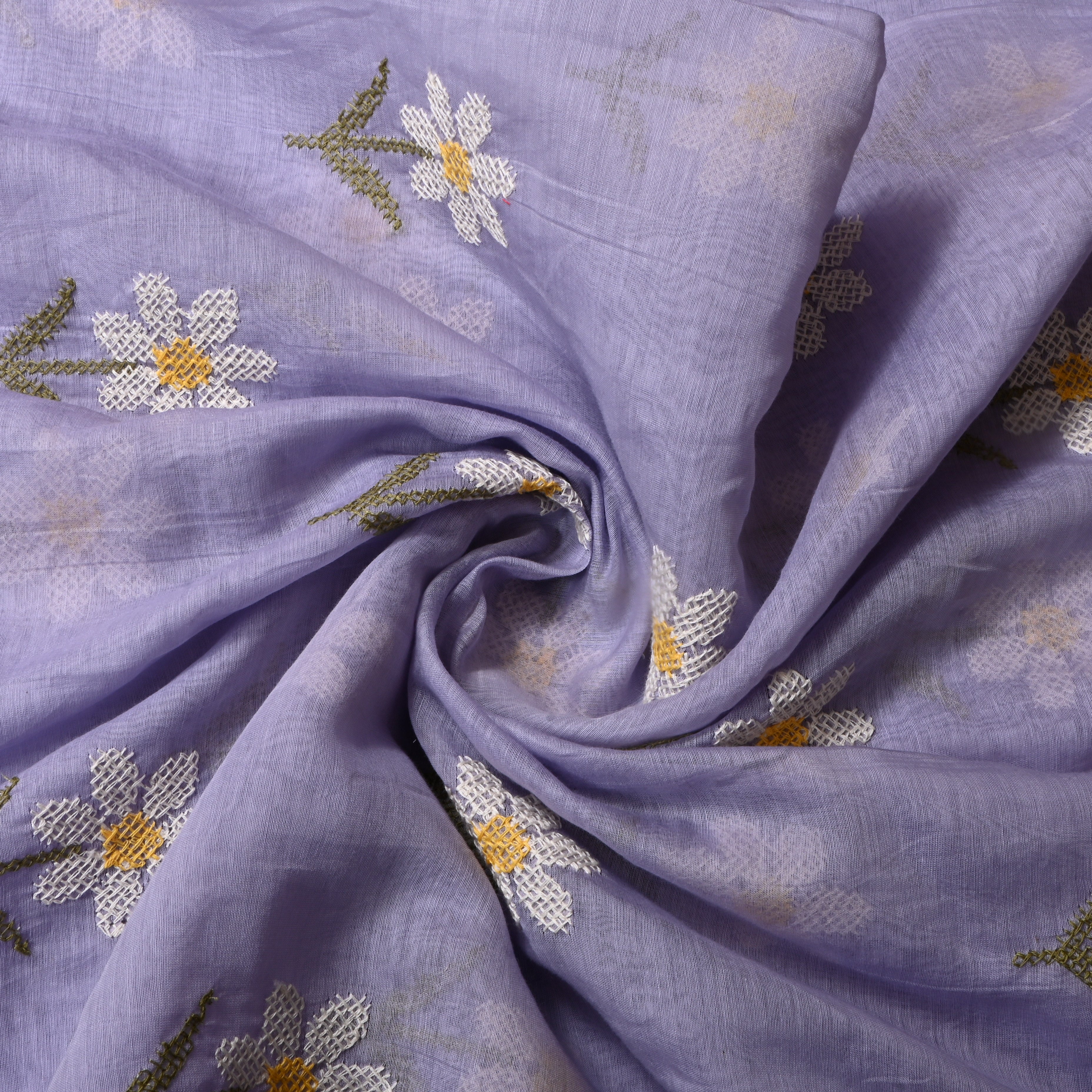 Soft Lilac Floral Chanderi Fabric
