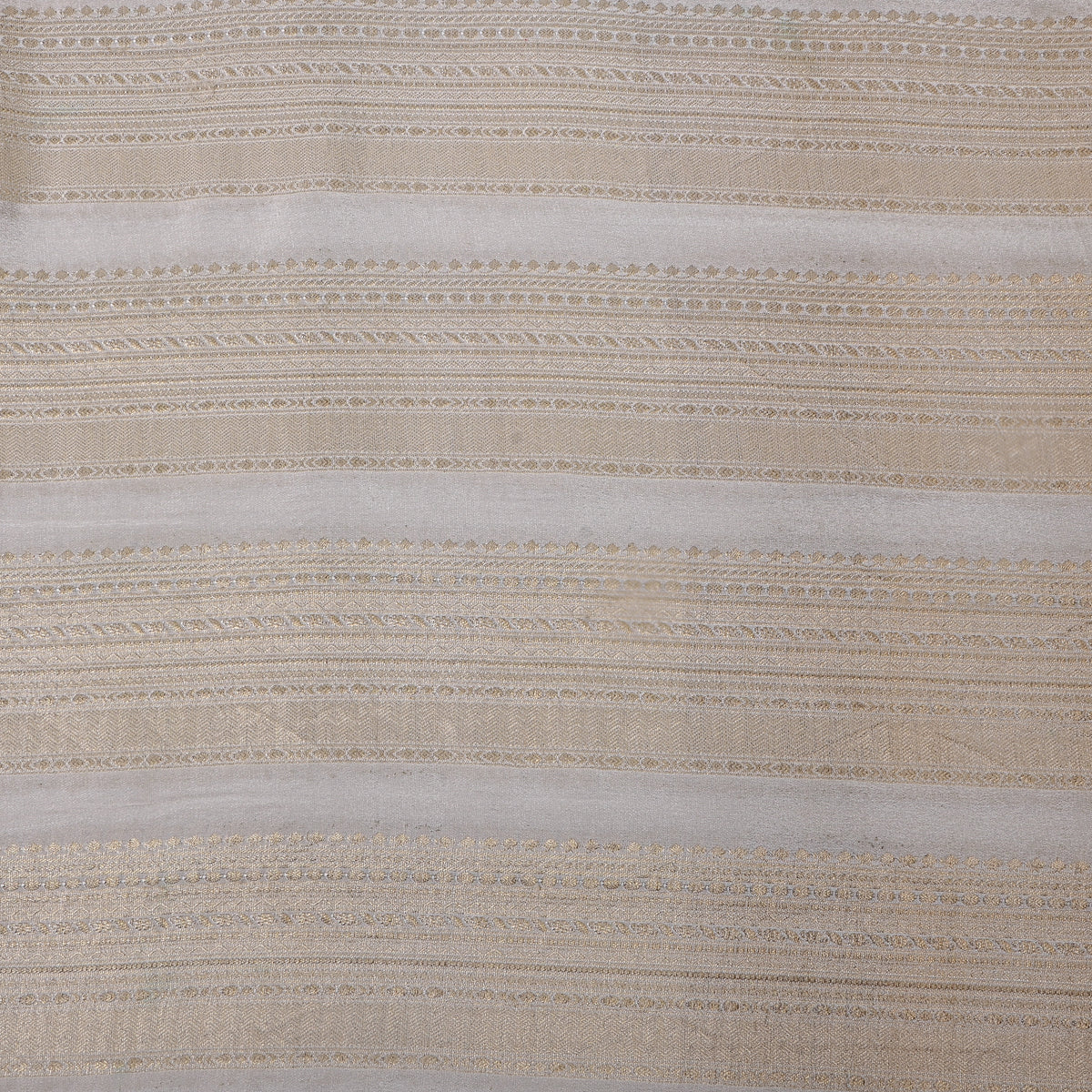 Oat Cream Gold Zari Stripe Jamawar Silk Fabric