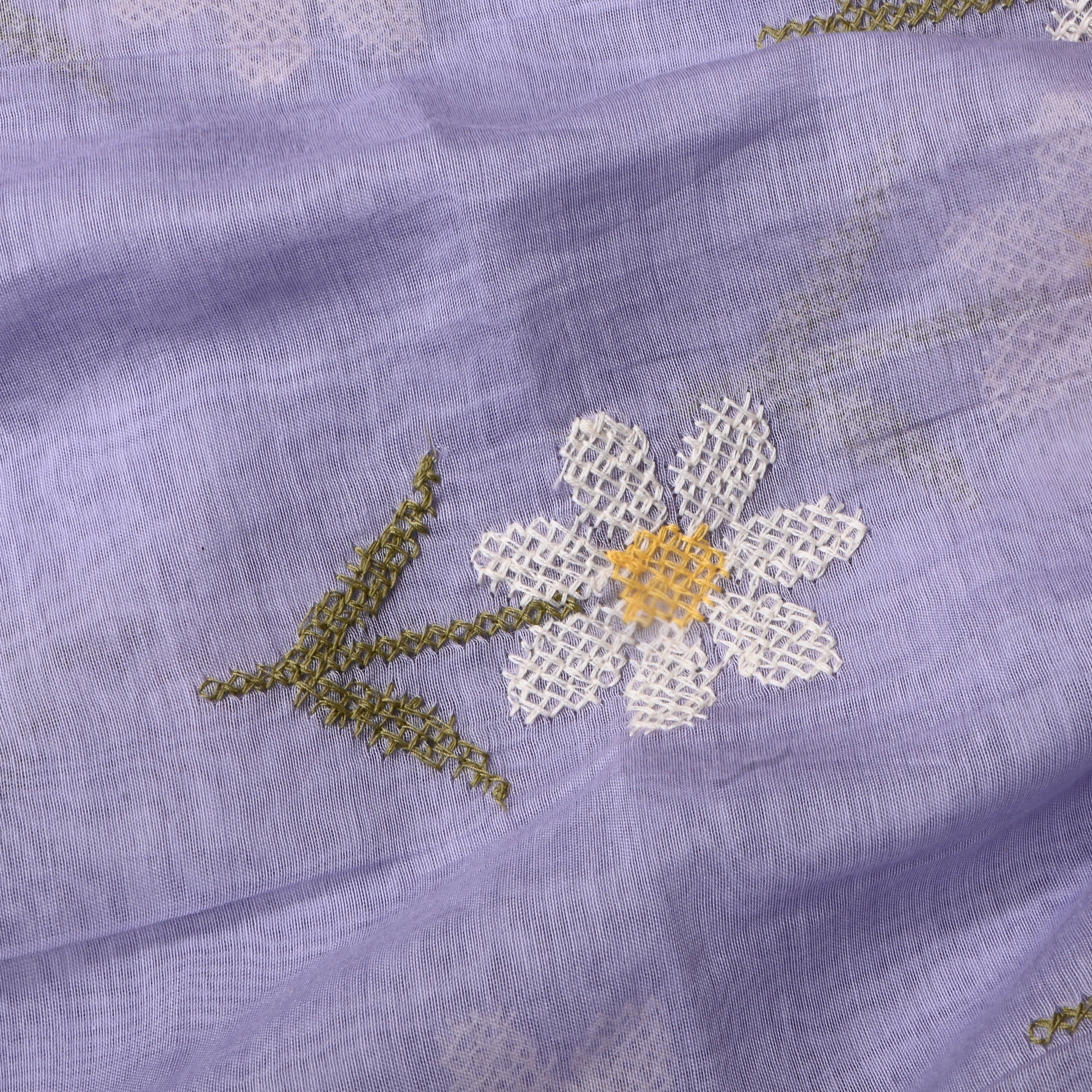 Soft Lilac Floral Chanderi Fabric