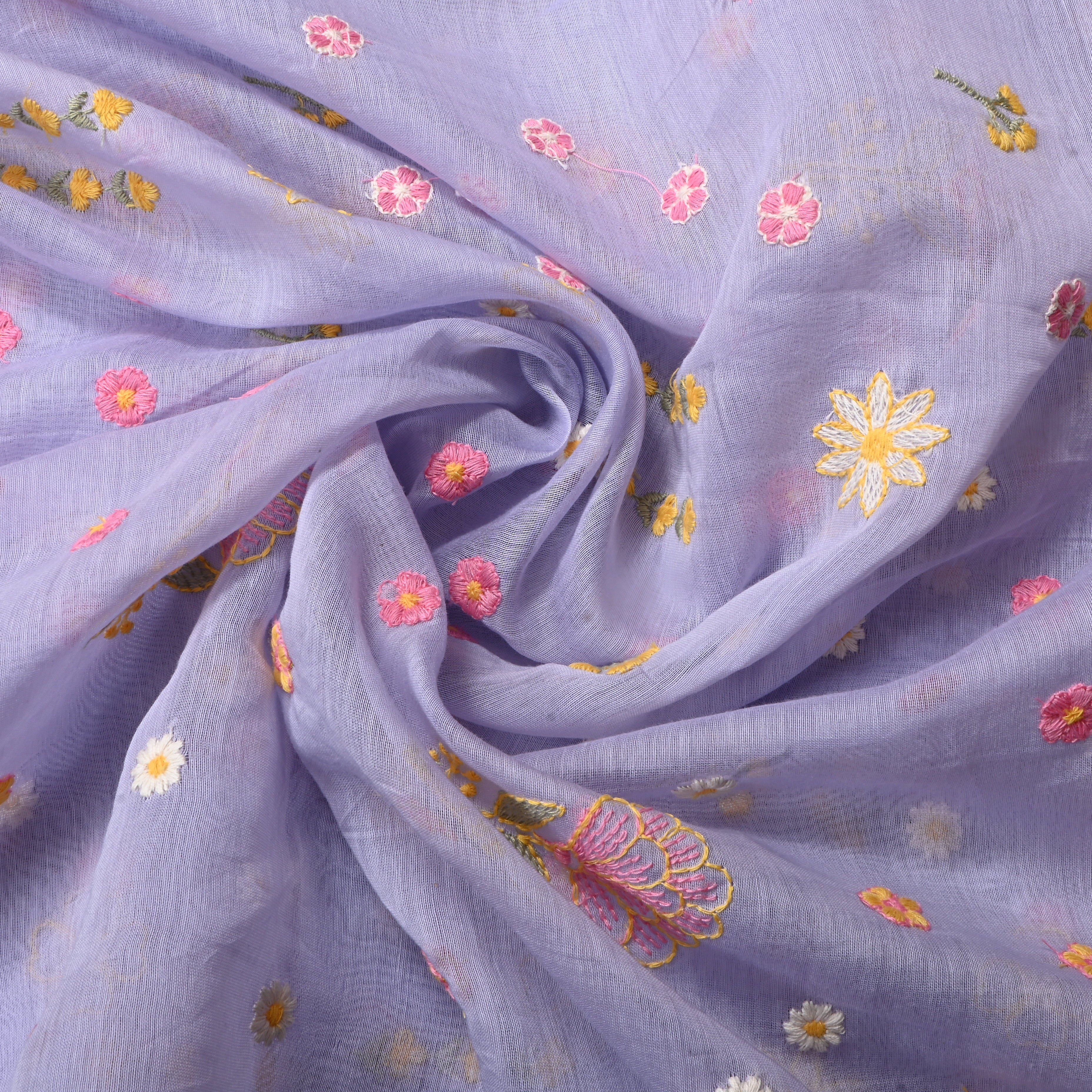 Light Lavender Floral Chanderi Fabric