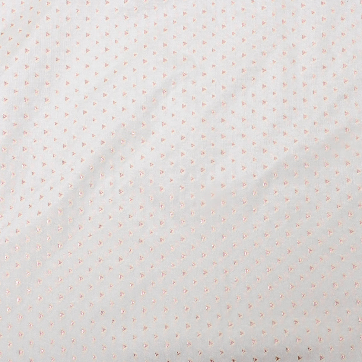 Frost White Gold Zari Triangle Butti Jamawar Silk Fabric