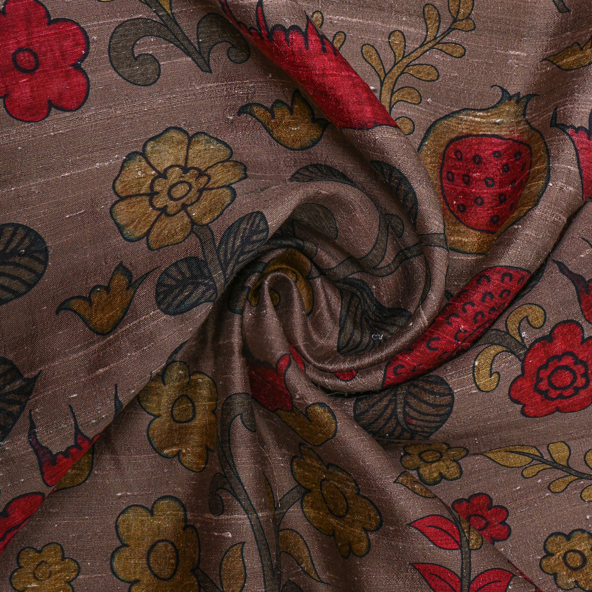 Sand Floral Digital Print Raw Silk Fabric