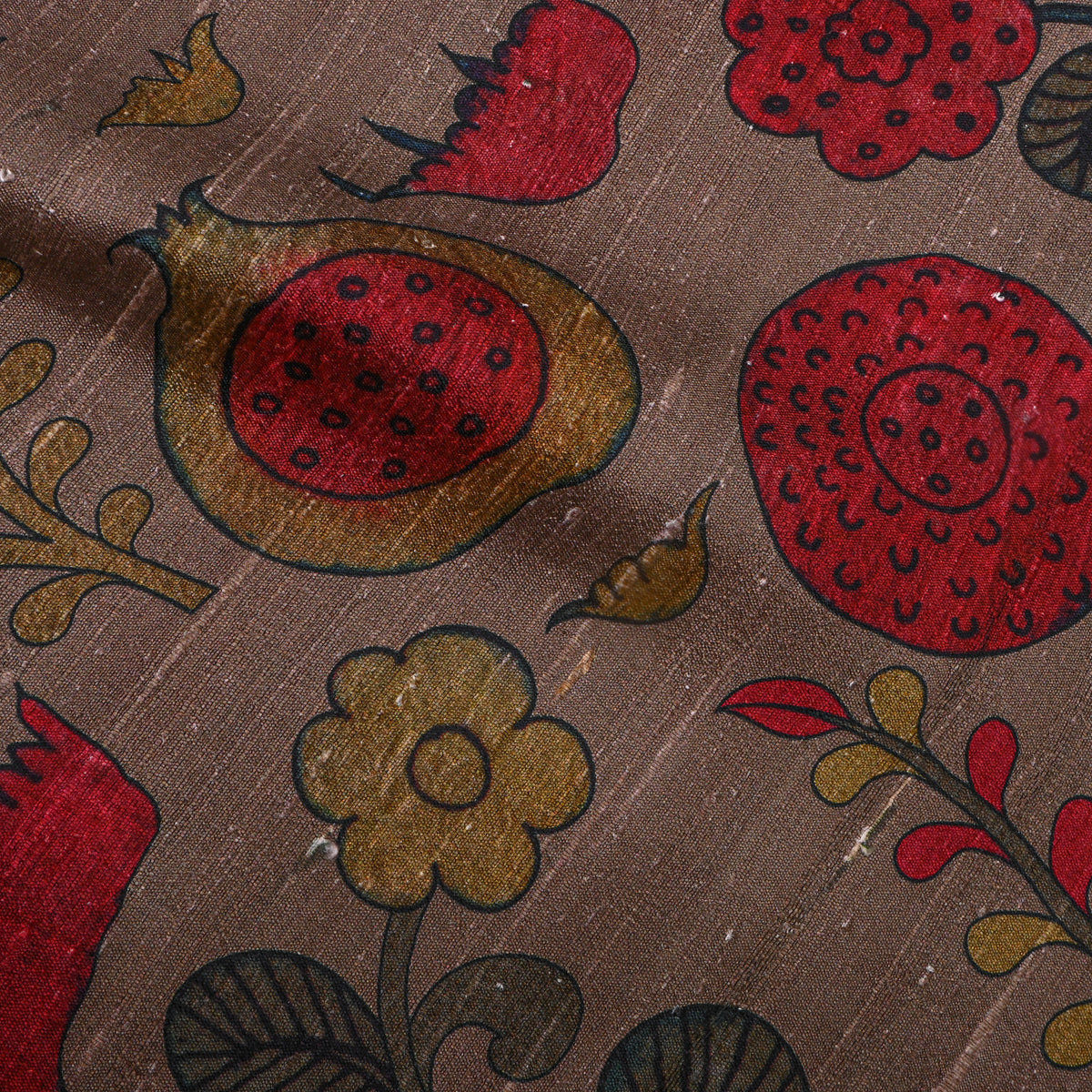 Sand Floral Digital Print Raw Silk Fabric