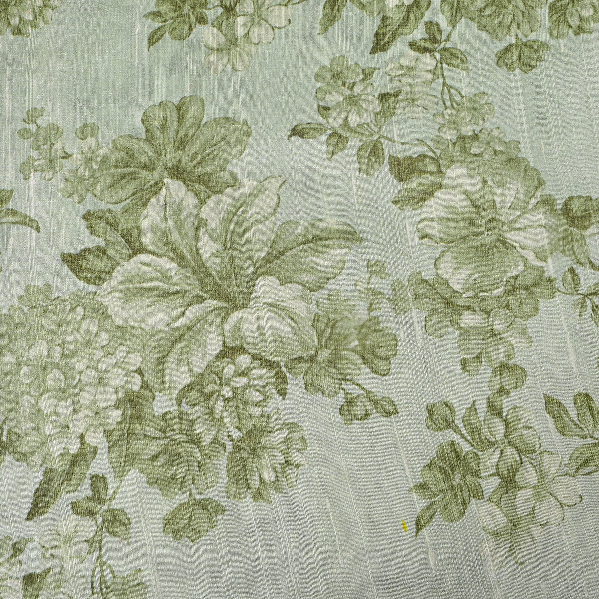 Pistachio Green Tonal Floral Digital Print Tussar Silk Fabric