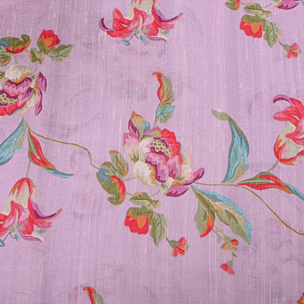 Wisteria Purple Floral Vine Digital Print Tussar Silk Fabric