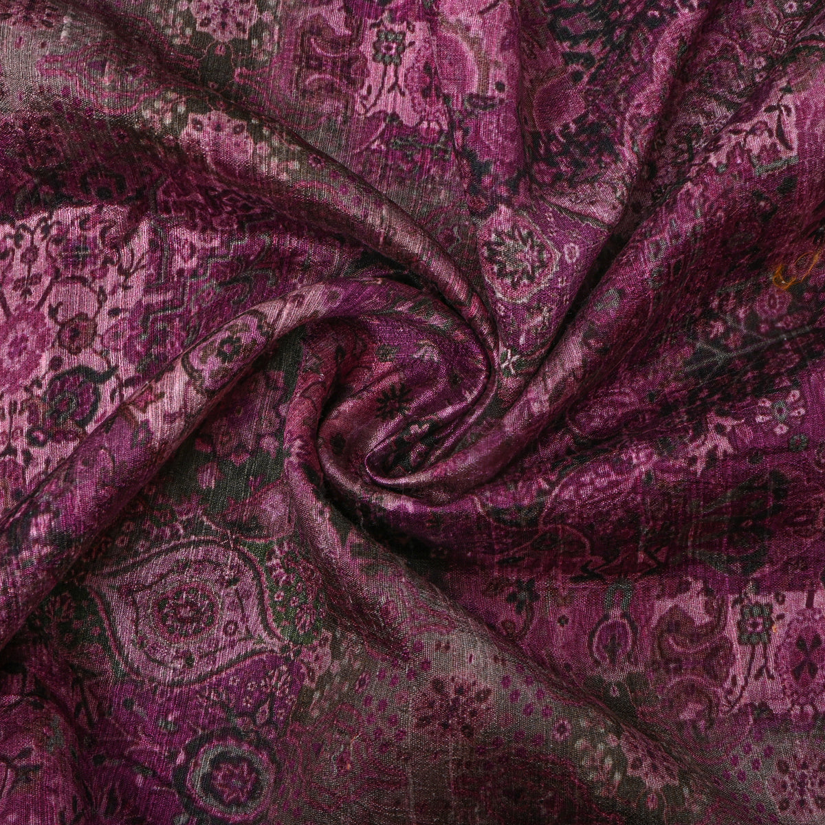 Mulberry Purple Patchwork Geometric Digital Print Tussar Silk Fabric