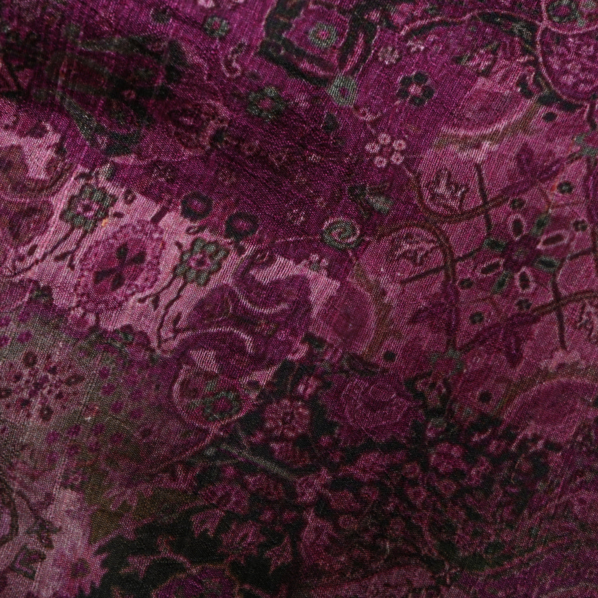 Mulberry Purple Patchwork Geometric Digital Print Tussar Silk Fabric