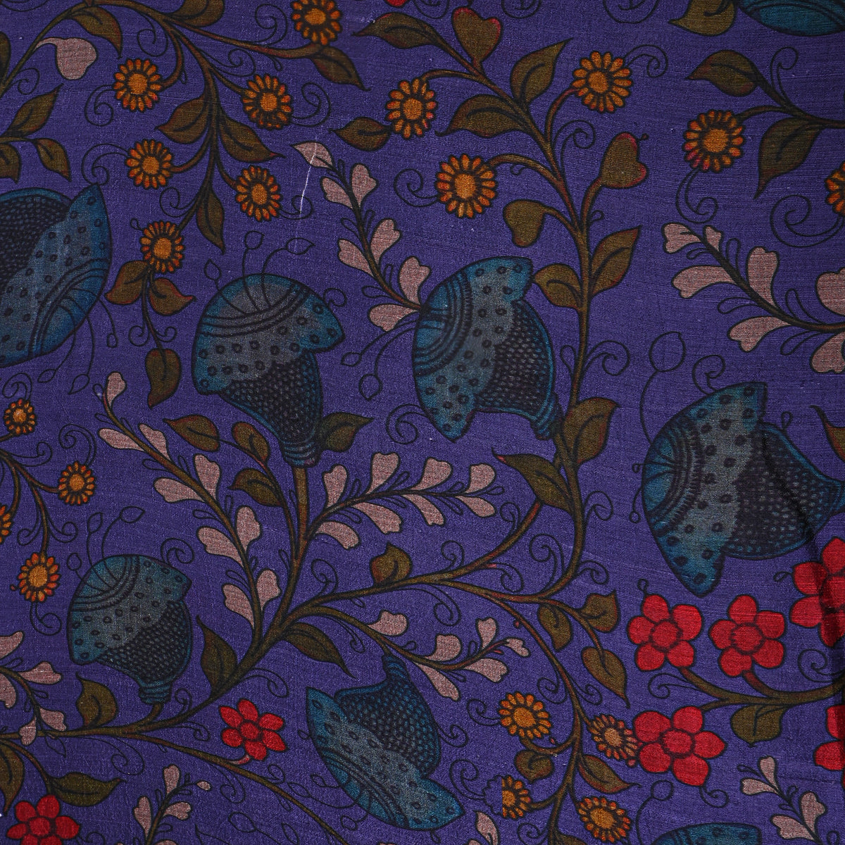 Amethyst Floral Digital Print Raw Silk Fabric