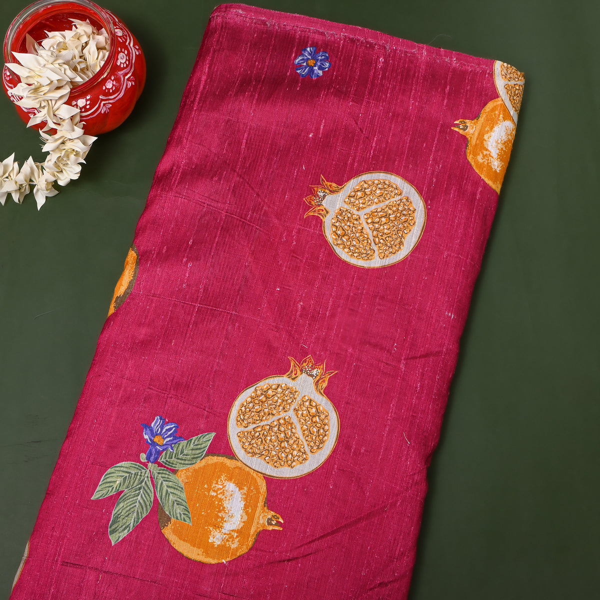 Mulberry Pomegranate Print Silk Fabric