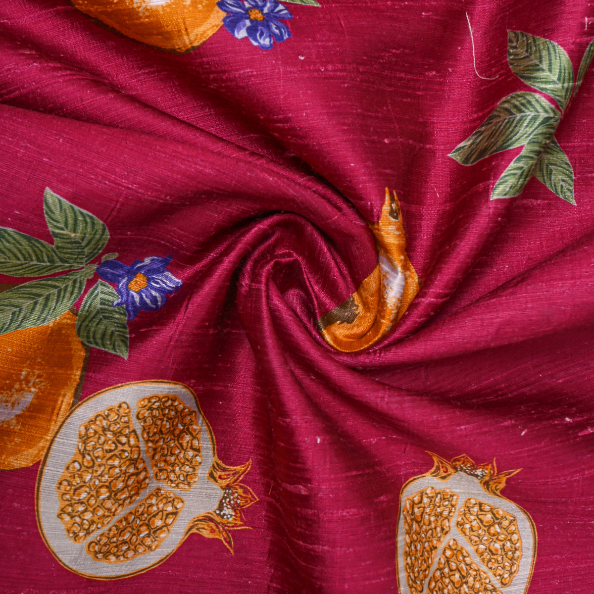 Mulberry Pomegranate Print Silk Fabric