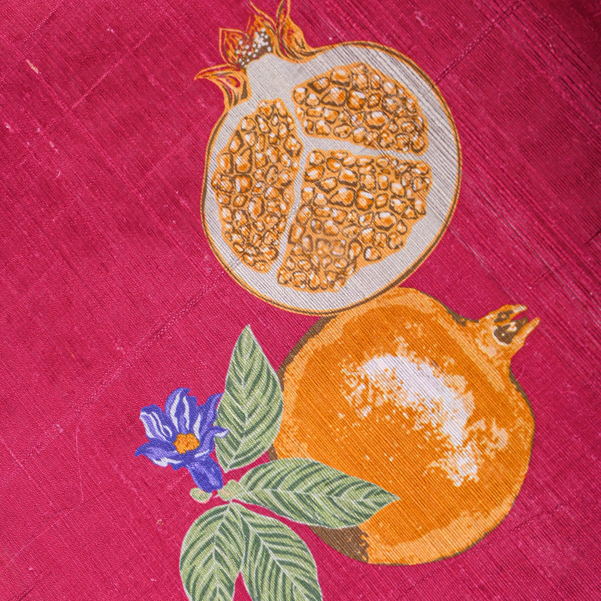 Mulberry Pomegranate Print Silk Fabric